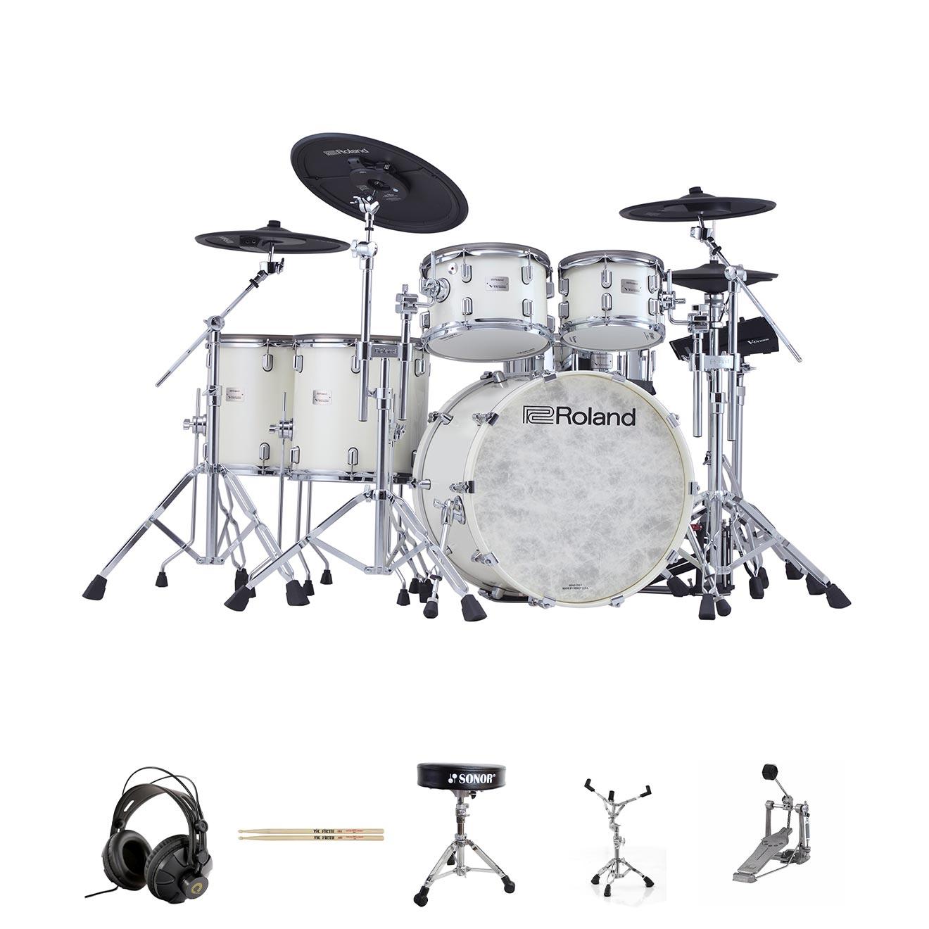 Roland VAD716-PW VAD Drum Kit Bundle Package - VAD716-PW-single-pedal-bundle.jpg