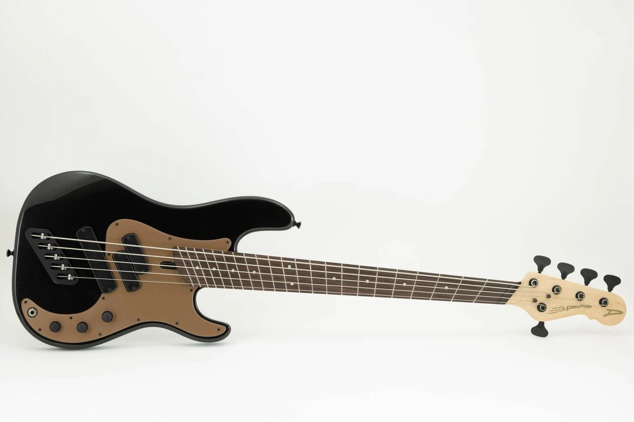 Dingwall SP-1 5-String Bass Guitar in Metallic Black, Rosewood Fretboard - SP1 Gloss Metallic Black w-Matte Cocoa Gold PG 5-String (Shot 1-3).jpg