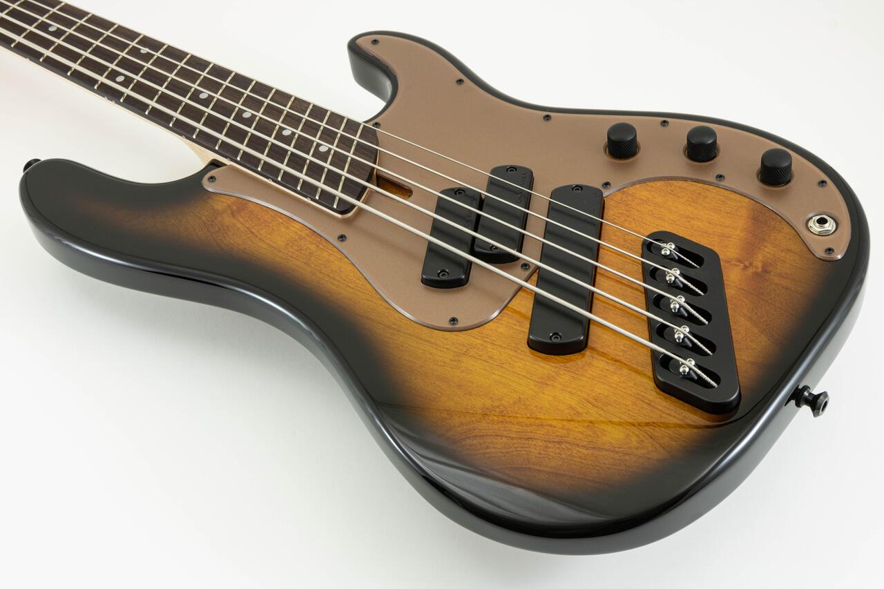 Dingwall SP-1 5-String Bass Guitar in Vintage Burst, Rosewood Fretboard - SP1 Gloss Vintageburst w-Matte Cocoa Gold PG 5-String (Shot 2-3).jpg
