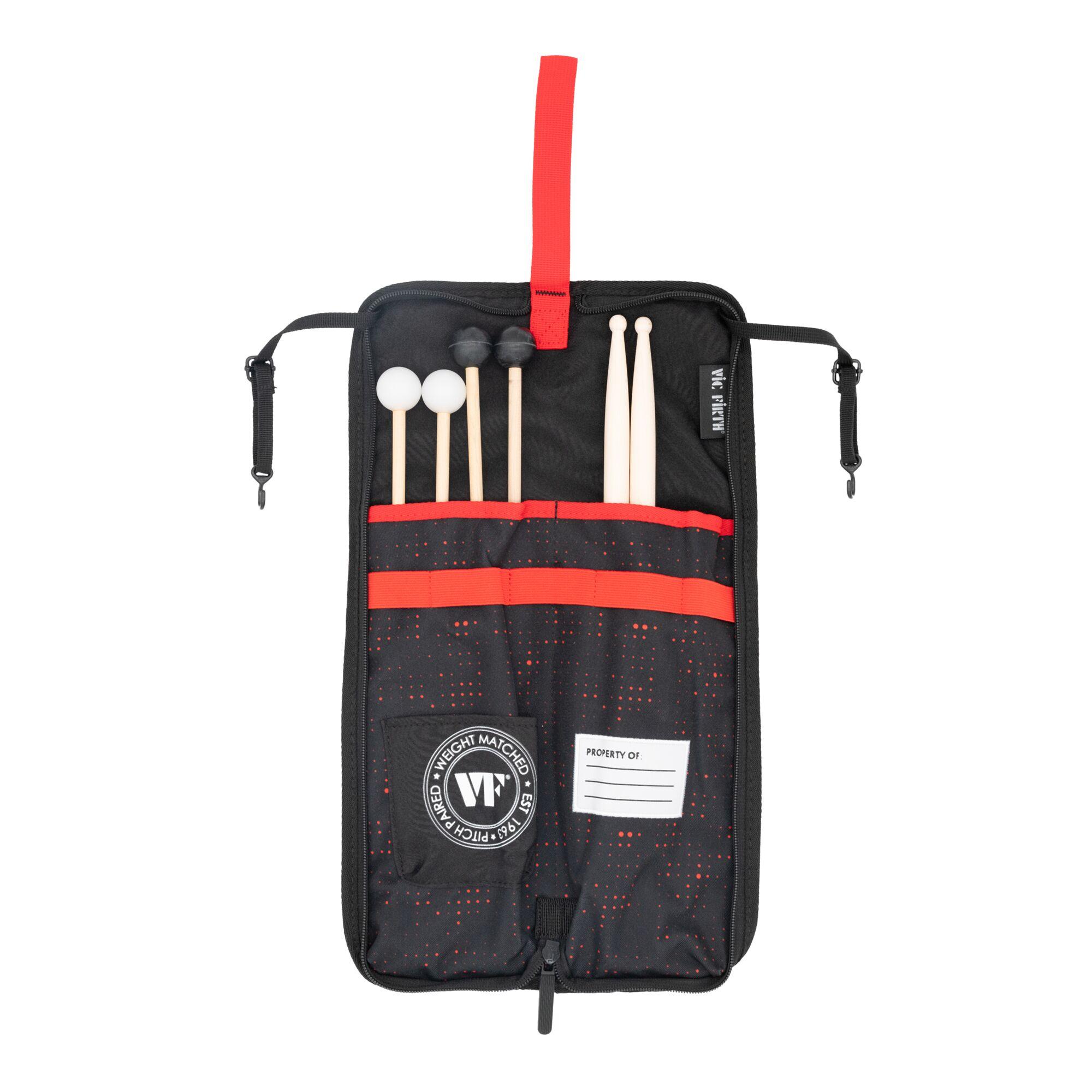 VIC FIRTH ESSENTIAL STICK BAG RED DOT - 2000 X 2000 JPG-EP1B_VF_Interior-Fully-Open-With-Props.jpg