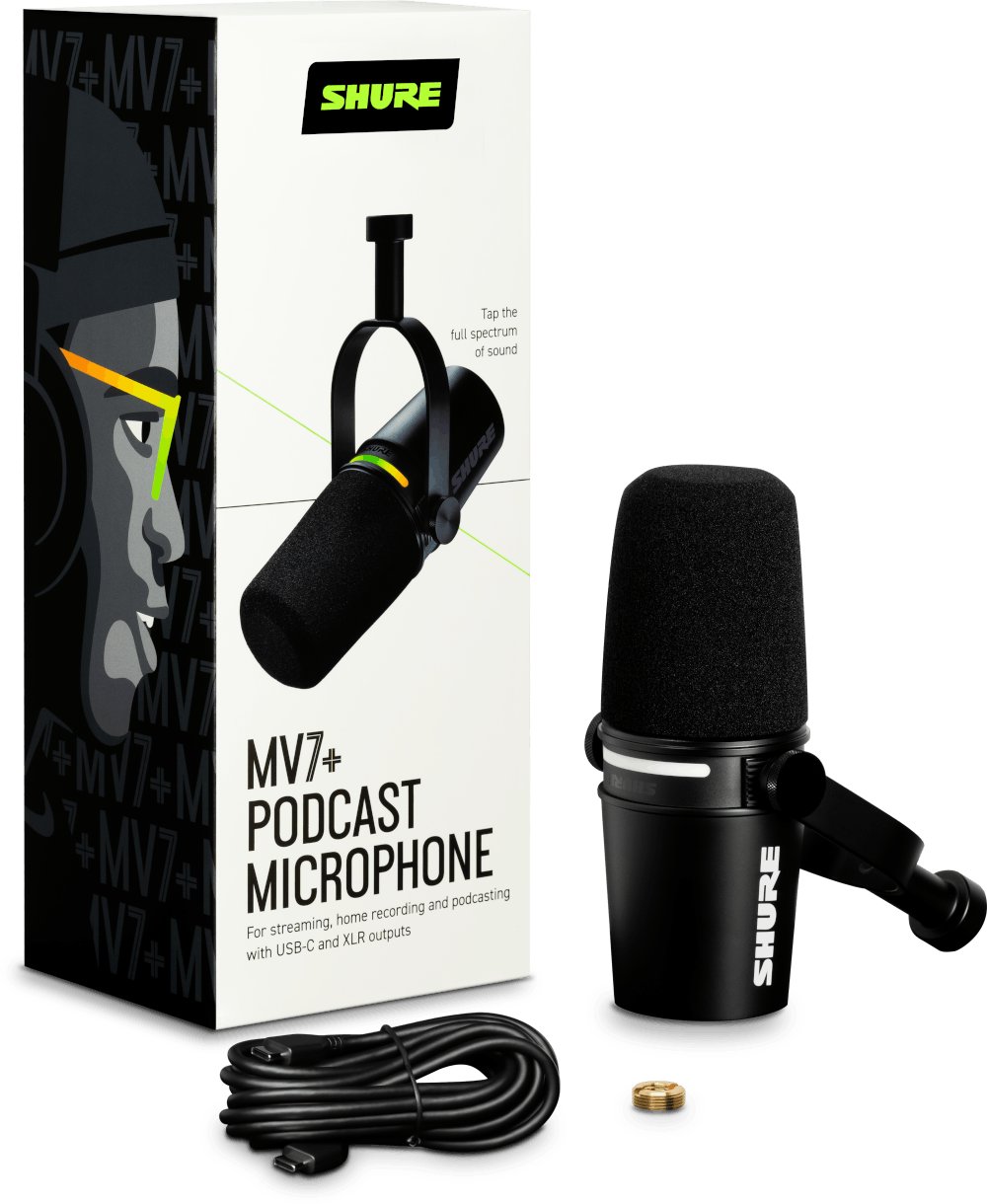 Shure Motiv MV7PLUS-K Dynamic Podcast Microphone - MV7PLUS-K-Shure_MV7+_Black_InTheBox.jpg