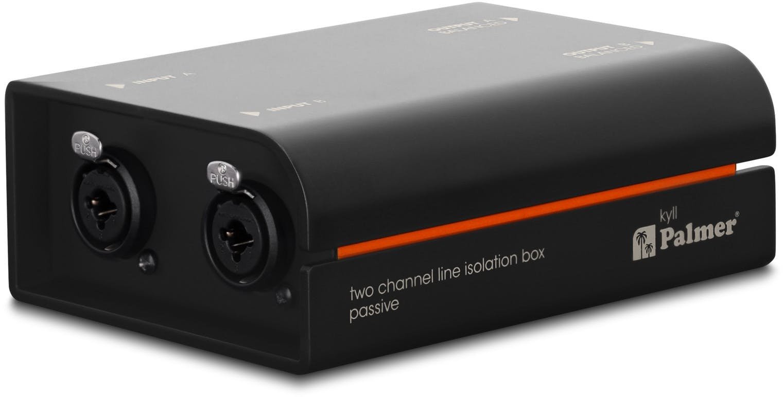 Palmer KYLL Passive 2-Channel Line Isolation Box - KYLL-Palmer_KYLL_Passive_2_Channel_Line_Isolation_Box_Front_Tilt.jpg