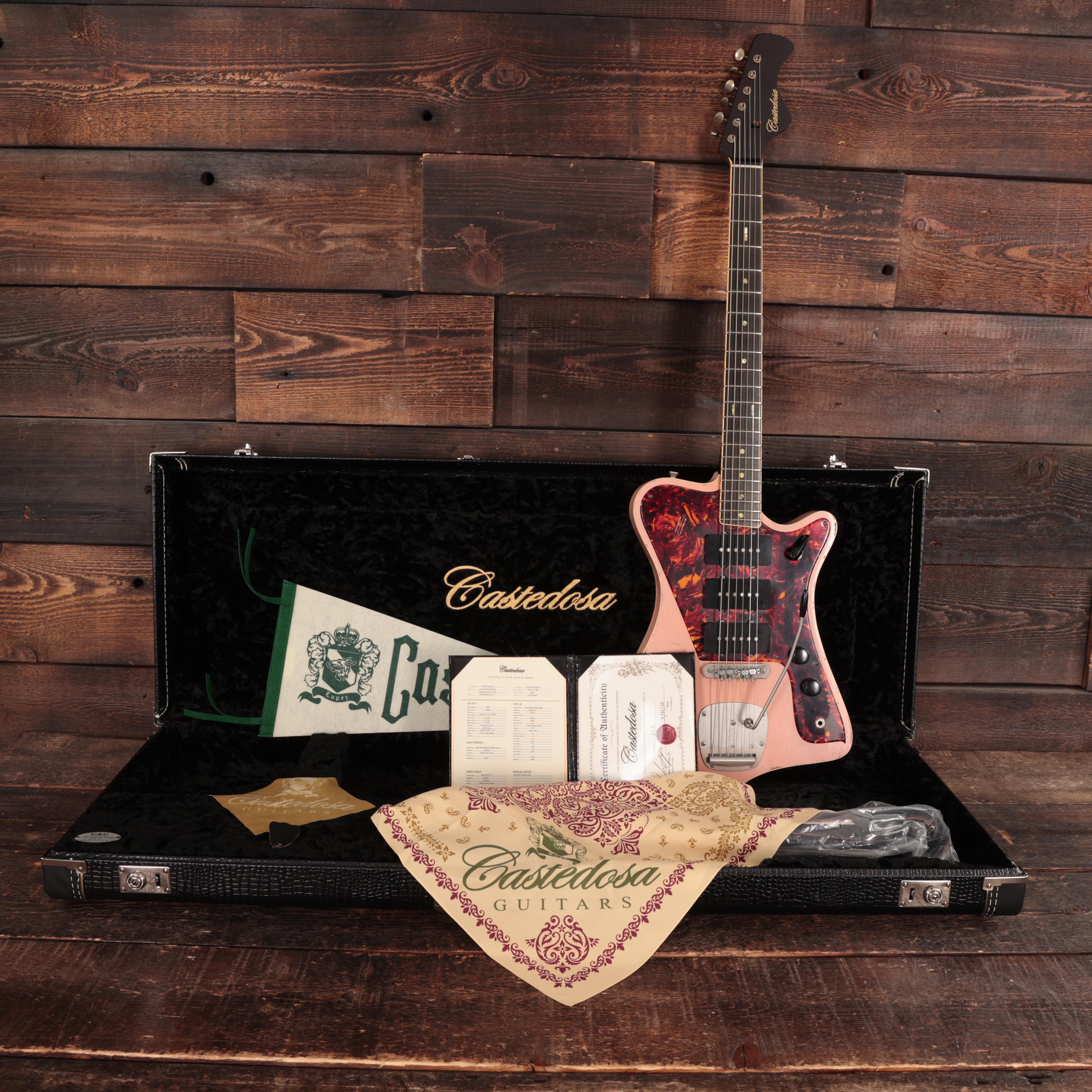 Castedosa Halcon Baritone Electric Guitar in Dirty Shell Pink - 353 (16).jpg