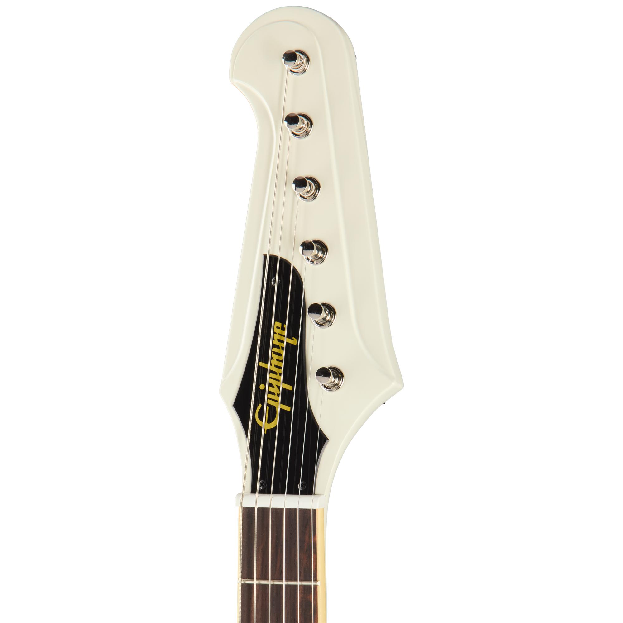 Epiphone Inspired by Gibson Custom 1963 Firebird V Reissue Electric Guitar with Maestro Vibrola in Polaris White - ECFVR3PWNM1_3_Headstock.jpg