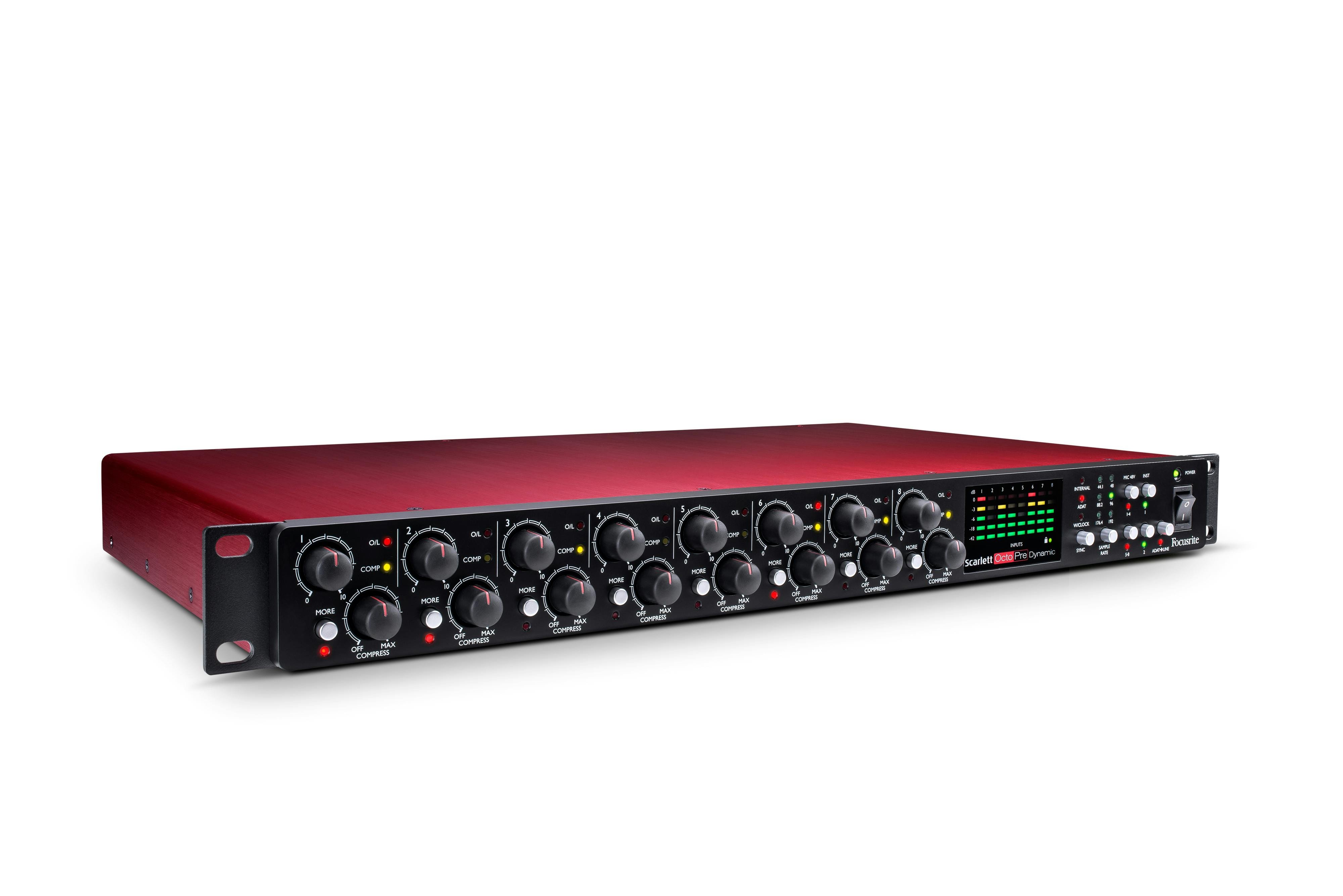 Focusrite Scarlett Octopre Dynamic Preamp Unit - 129496-Scarlett-OctoPre-Dynamic_3quart-Left.jpg