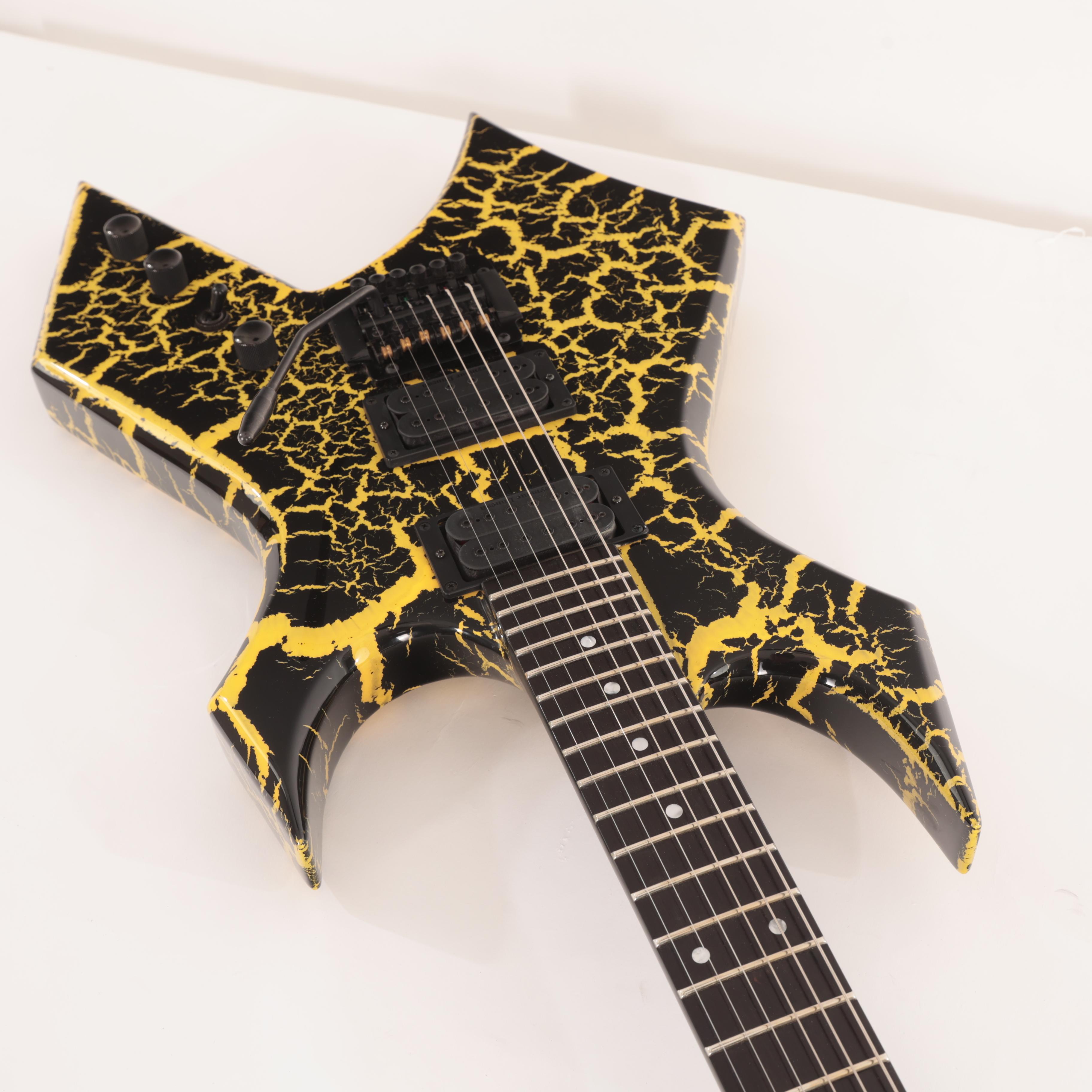 BC Rich Warlock Legacy with Kahler Trem Electric Guitar in Yellow Crackle - WARLEGACYNKYC (9).jpg