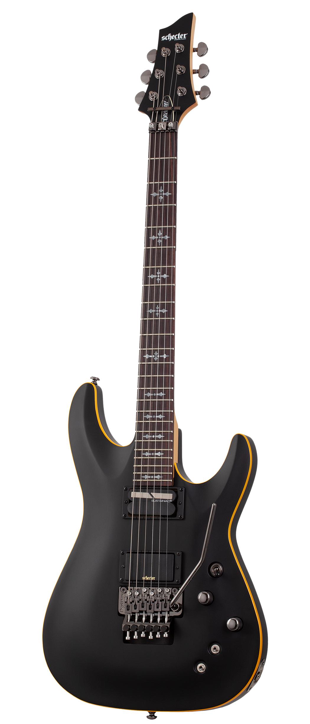 Schecter Demon 6 FR S Electric Guitar in Aged Black Satin with Floyd Rose - DEMON FR-S AGED BLACK SATIN  3669 TILT copy.jpg