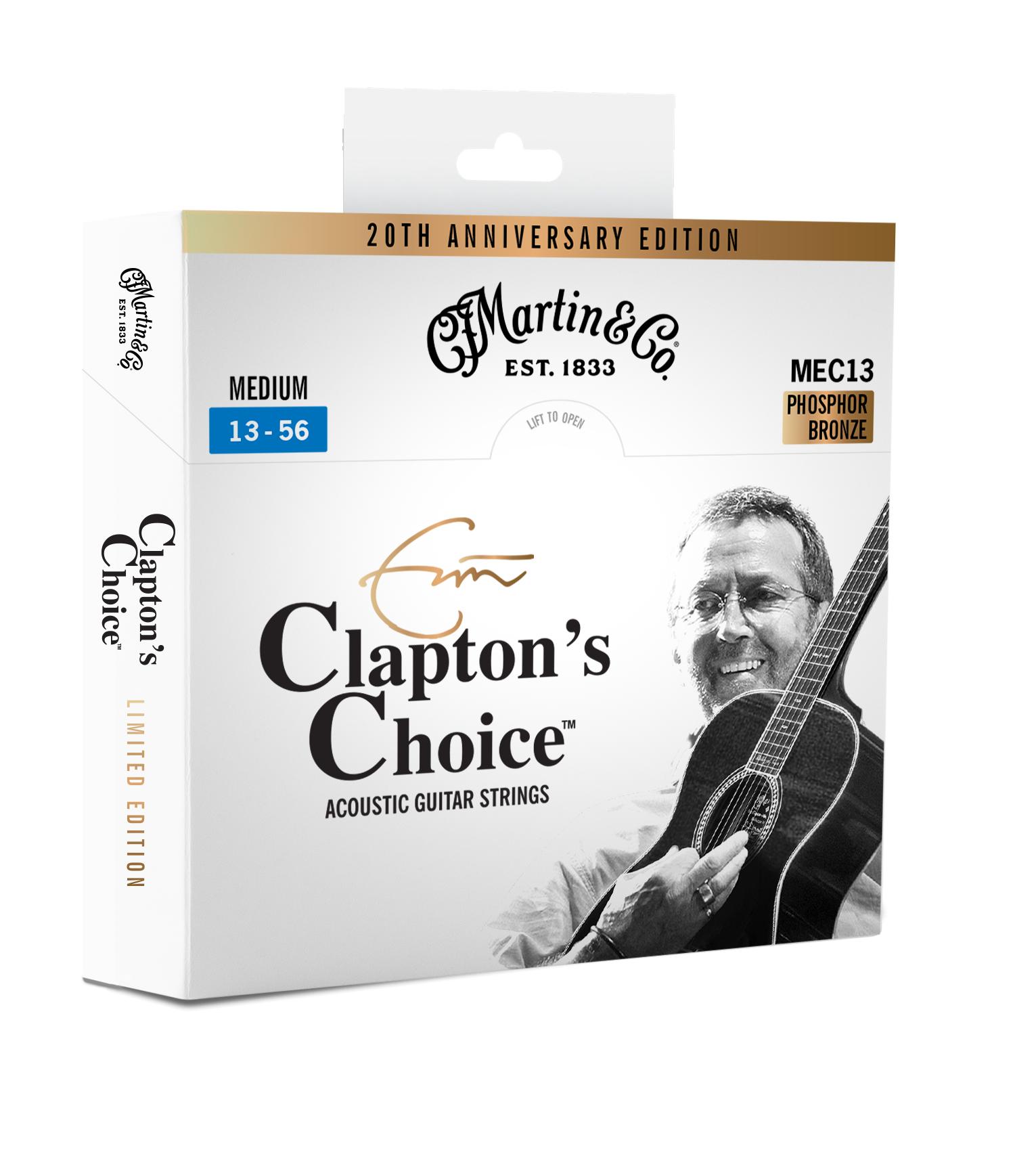 Martin Clapton's Choice Limited Edition 20th Anniversary Phosphor Bronze Medium Strings (13-56) - EricClaptonAnniversaryCartonMockup_MEC13_INTL.jpg