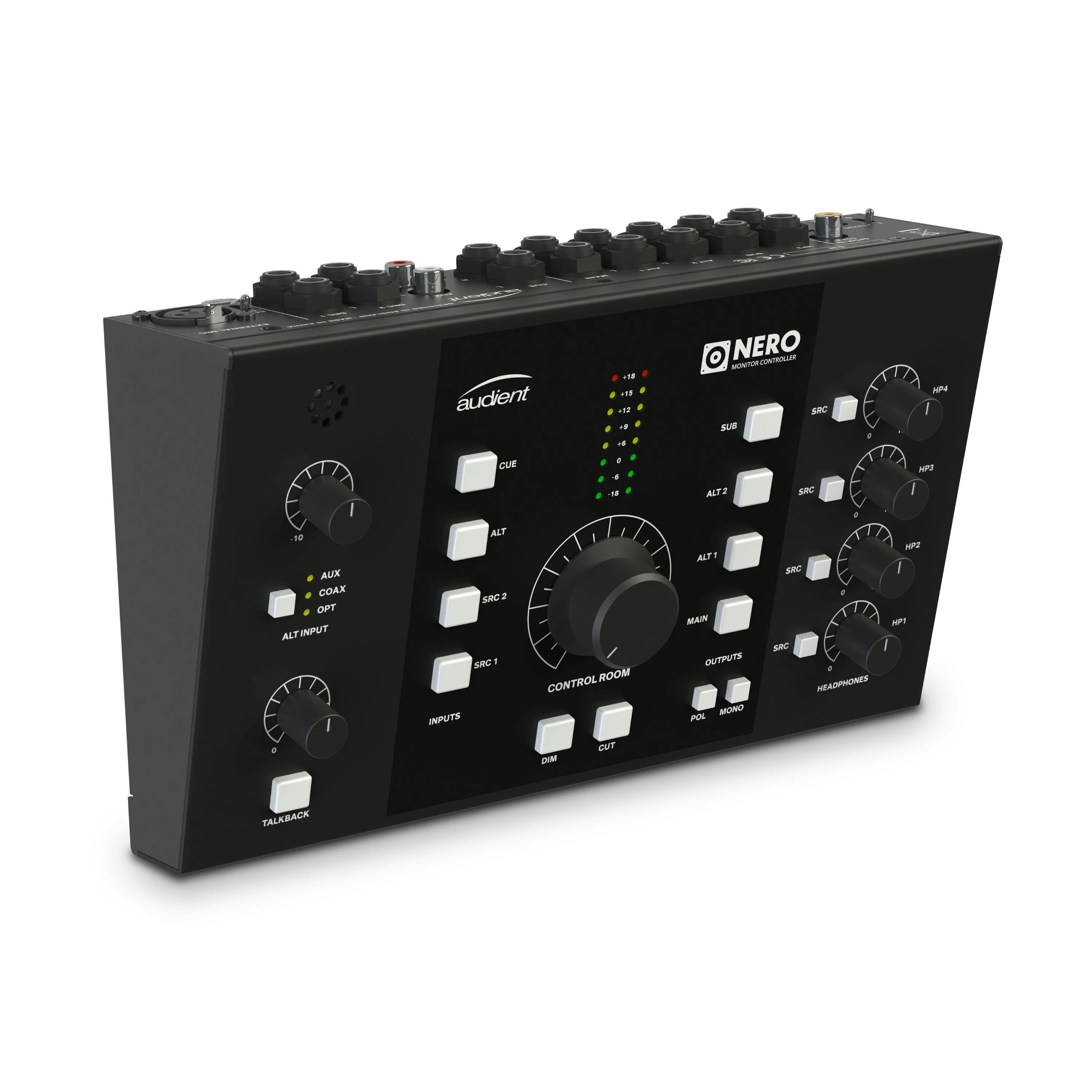 Audient NERO Monitor Controller & Headphone Amp with Talkback - 333551-333525-NERO Standing 3QTR.jpg