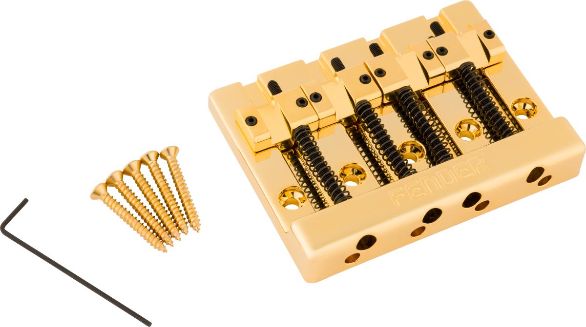 Fender HiMass 4-String Bass Bridge Assembly With Brass Saddles Gold - 0994408200_fen_acc_frt_1_nr.jpg