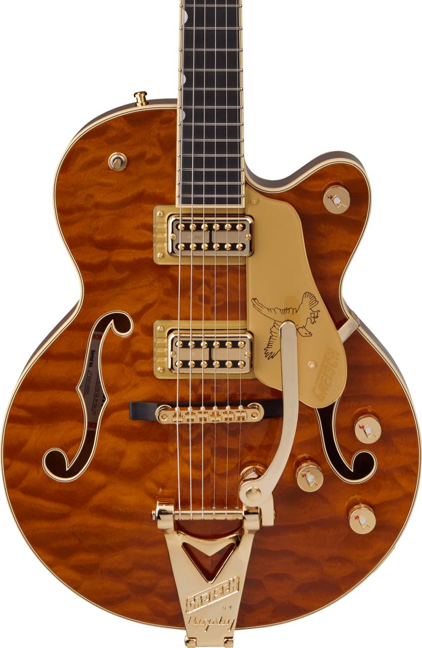 Gretsch Limited Edition Falcon Center Block Jr Quilted Maple with Bigsby Guitar In Roundup Orange - 2400963822_gre_ins_frt_1_rr cropped.jpg