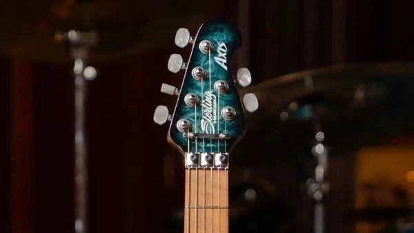 Sterling by Music Man AX50 Axis Electric Guitar in Yucatan Blue - AX50QM-neck_600x_compressed.jpg