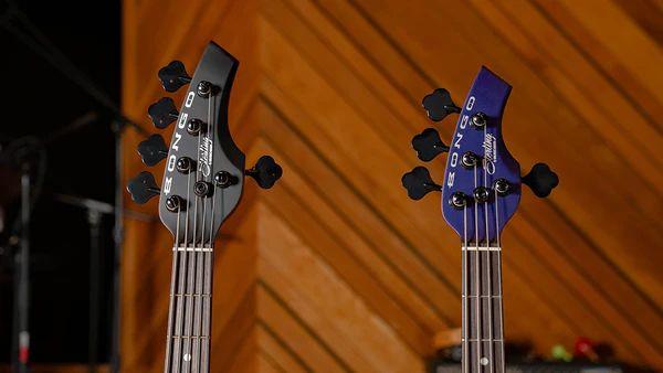 Sterling by Music Man Bongo 5 Bass Guitar in Firemist Purple Satin - bongo-headstock_600x_compressed.jpg