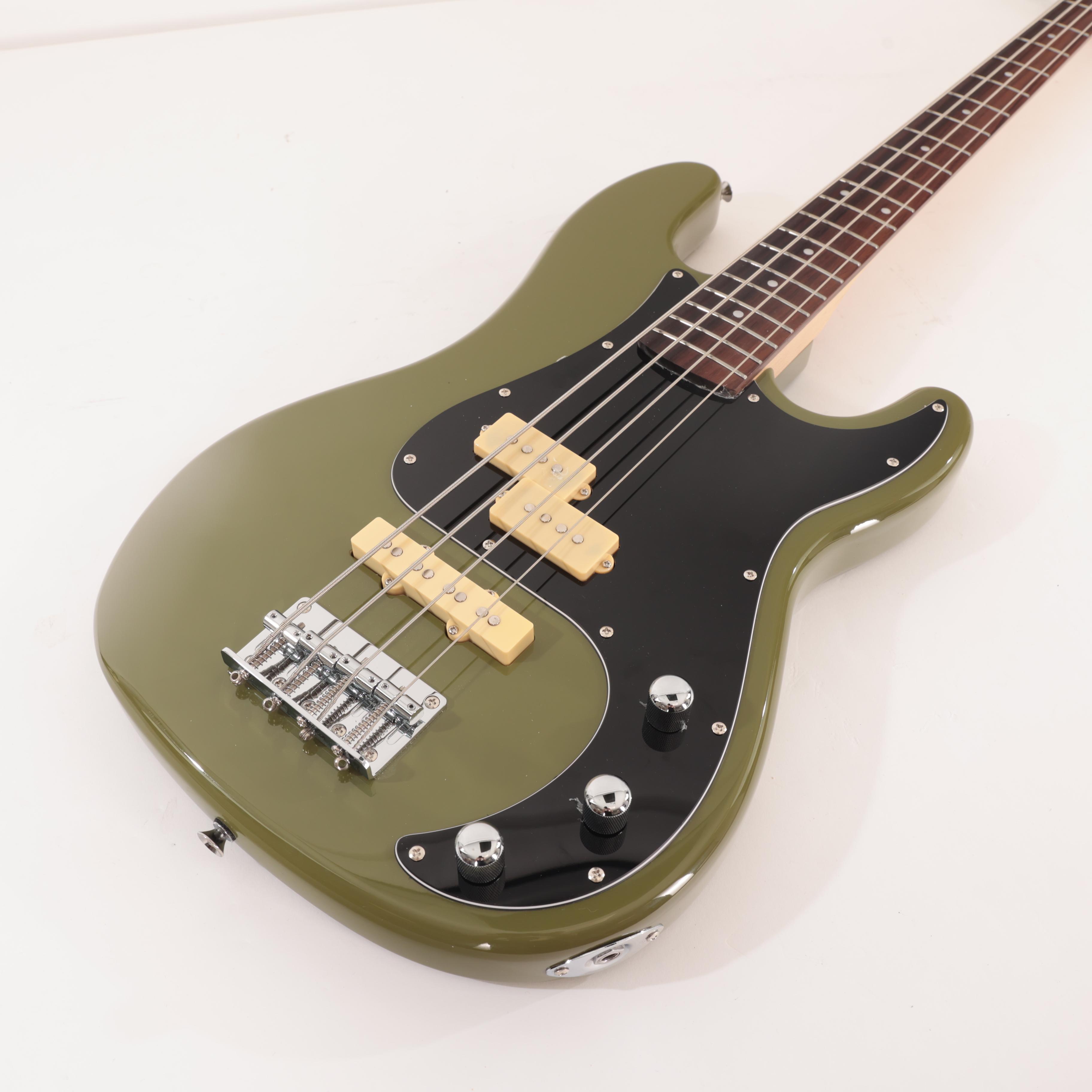 Eastcoast PJ4 Electric Bass Guitar In Drab Olive Green With Rosewood Fretboard - EC-PJ4-OLV (5).jpg