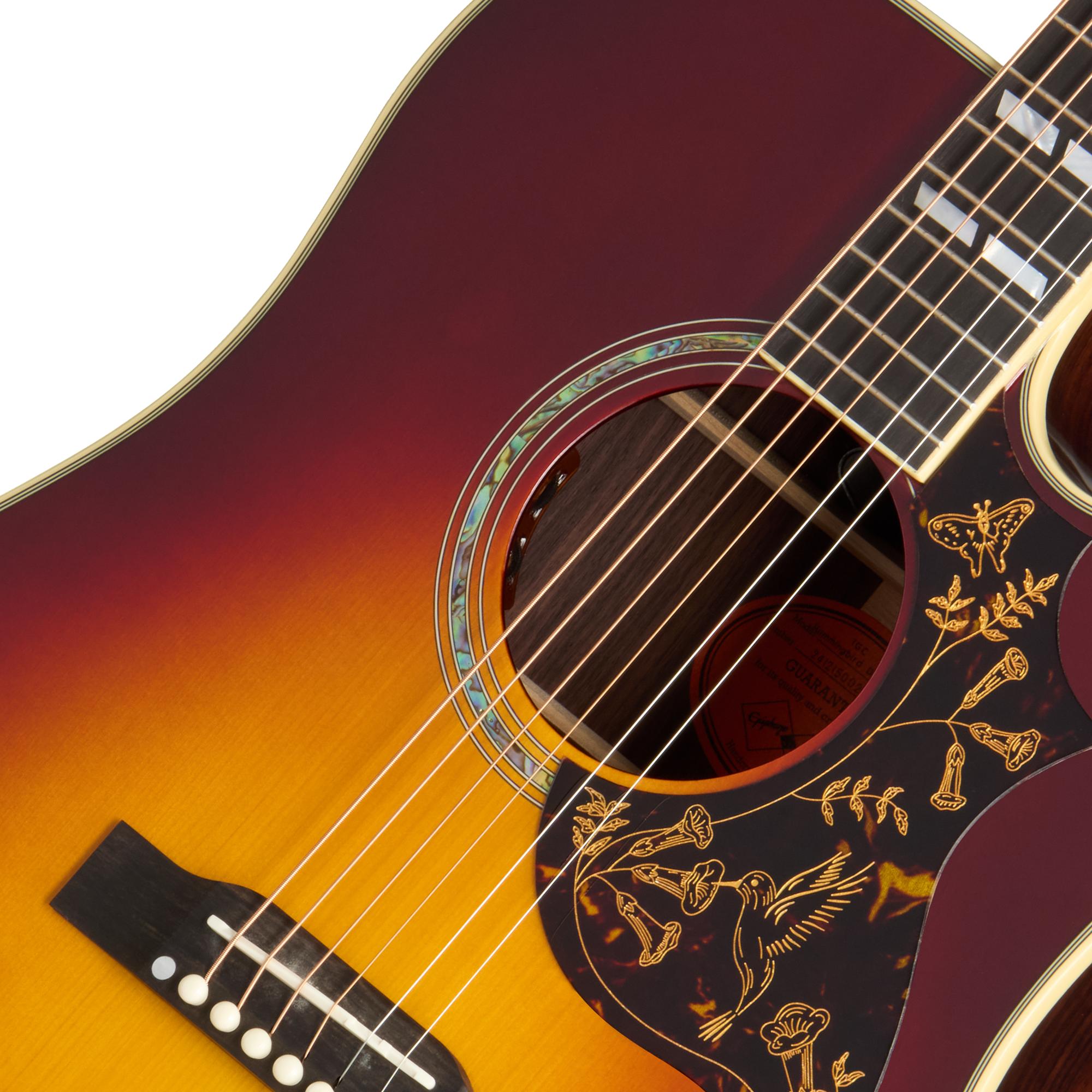 Epiphone Inspired By Gibson Custom 1960 Hummingbird Deluxe EC In Autumn Burst - ECHBDECABGH1_7_SoundHole.jpg