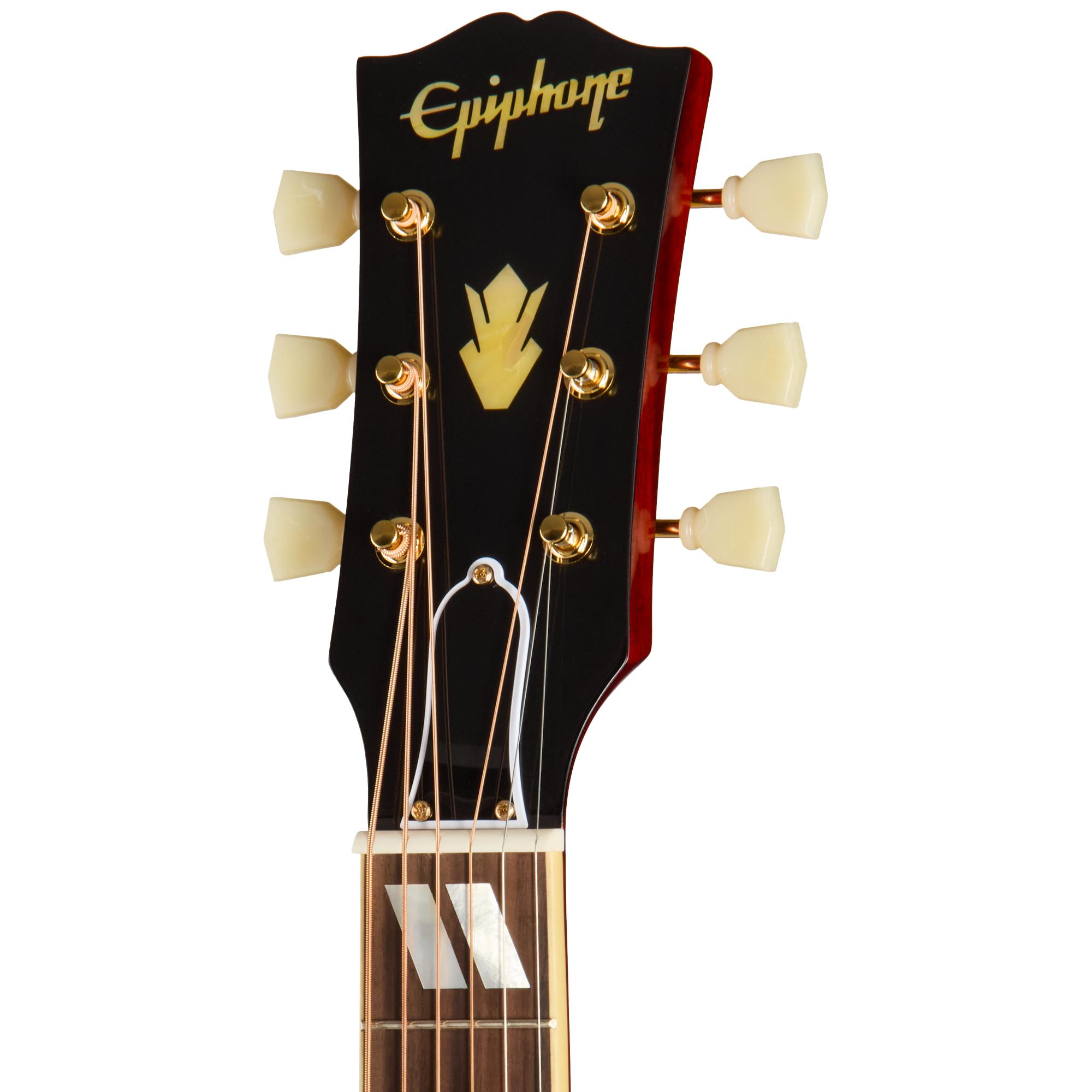 Epiphone Inspired By Gibson Custom 1960 Hummingbird Reissue In Heritage Cherry Sunburst - ECHBR0HSGH1_3_Headstock.jpg