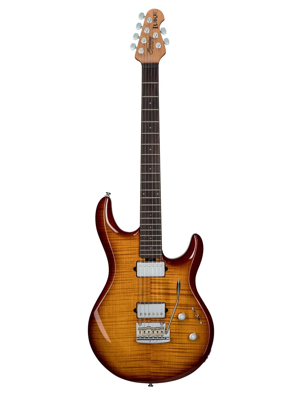 Sterling by Music Man Luke LK100 Electric Guitar in Hazel Burst - ST-LK100-HZB-R2-FRONT-FULL_compressed.jpg