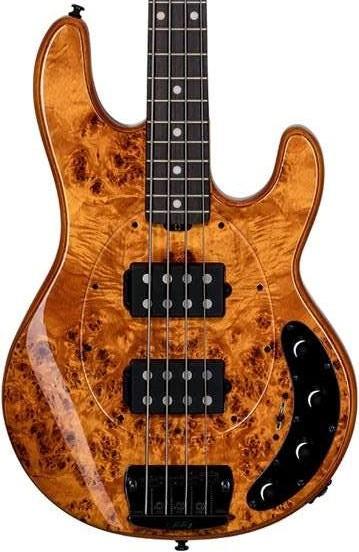 Sterling by Music Man StingRay HH Poplar Burl Ray34 Bass in Amber - sterling-by-musicman-sbmm-sray-4-hh-ray34hh-poplar-burl-amber-cropped.jpg