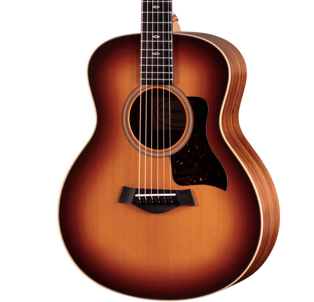 Taylor Sunset Boulevard Collection GS Mini-e Rosewood Electro Acoustic in Sunset Edgeburst - Taylor-Sunset-Blvd-GS-Mini-e-Rosewood-SEB-2212204158-FrontLeft-2025 cropped.jpg