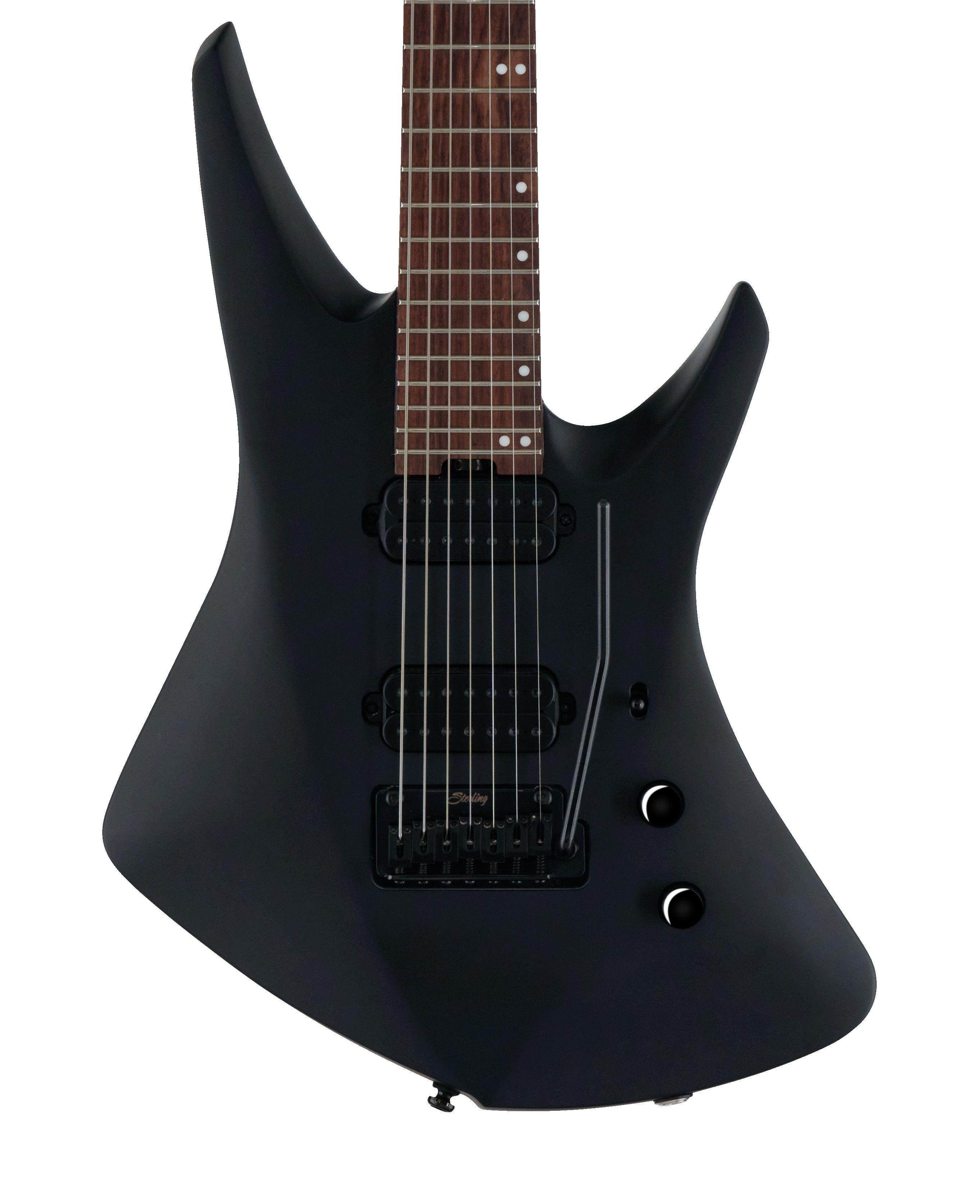 Sterling by Music Man Kaizen 7-String Electric Guitar in Stealth Black - ST-KAIZEN7-SBK-R2-FRONT-FULL-hero_compressed.jpg