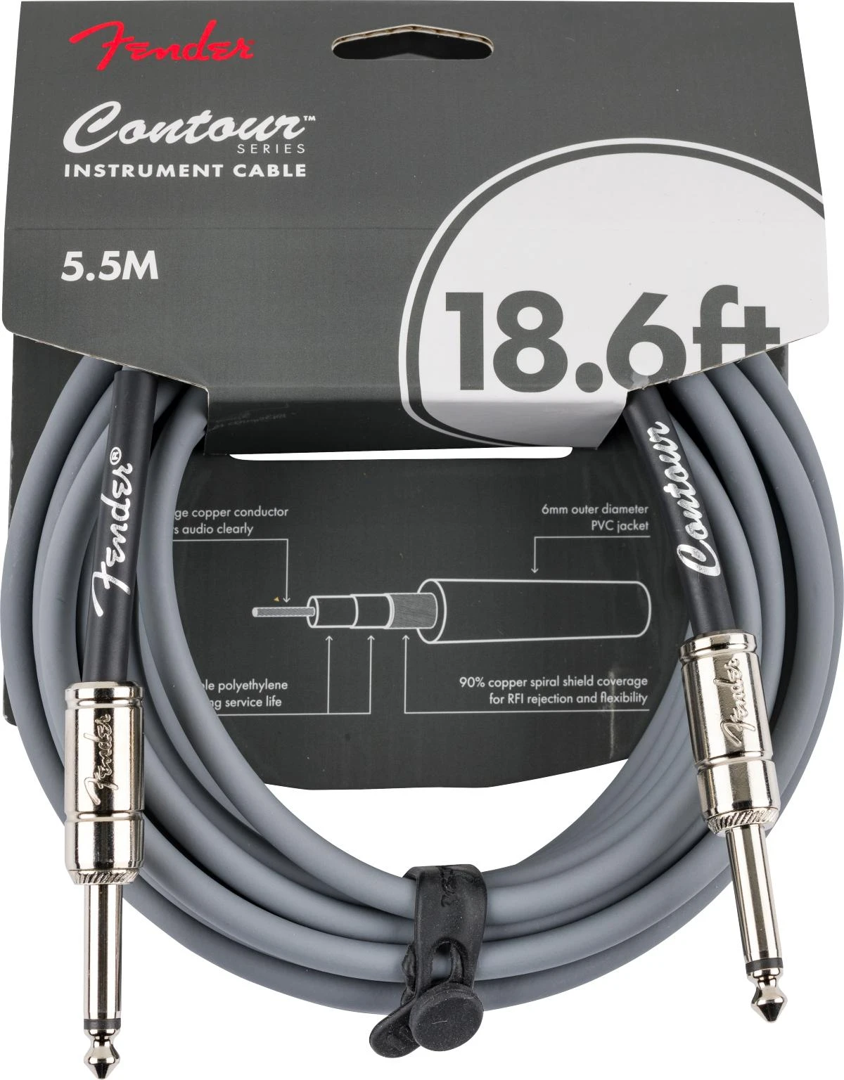 Fender Contour 18.5' Cable in Inca Silver - 0990571824_fen_acc_frt_1_nr.jpg