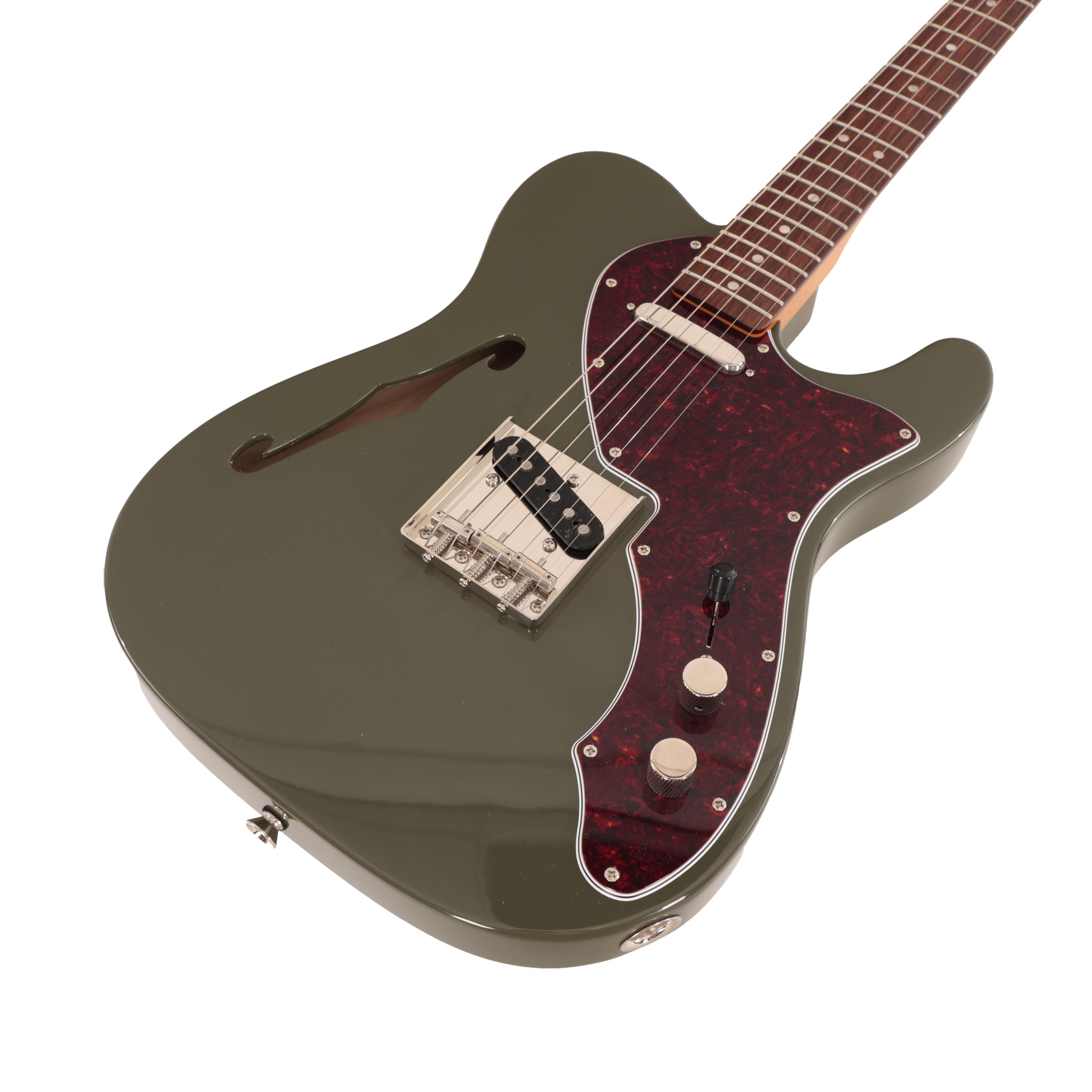 Squier Limited Edition Classic Vibe '60s Telecaster Thinline Electric Guitar in Dark Olive Green  - IMGL4781.jpg