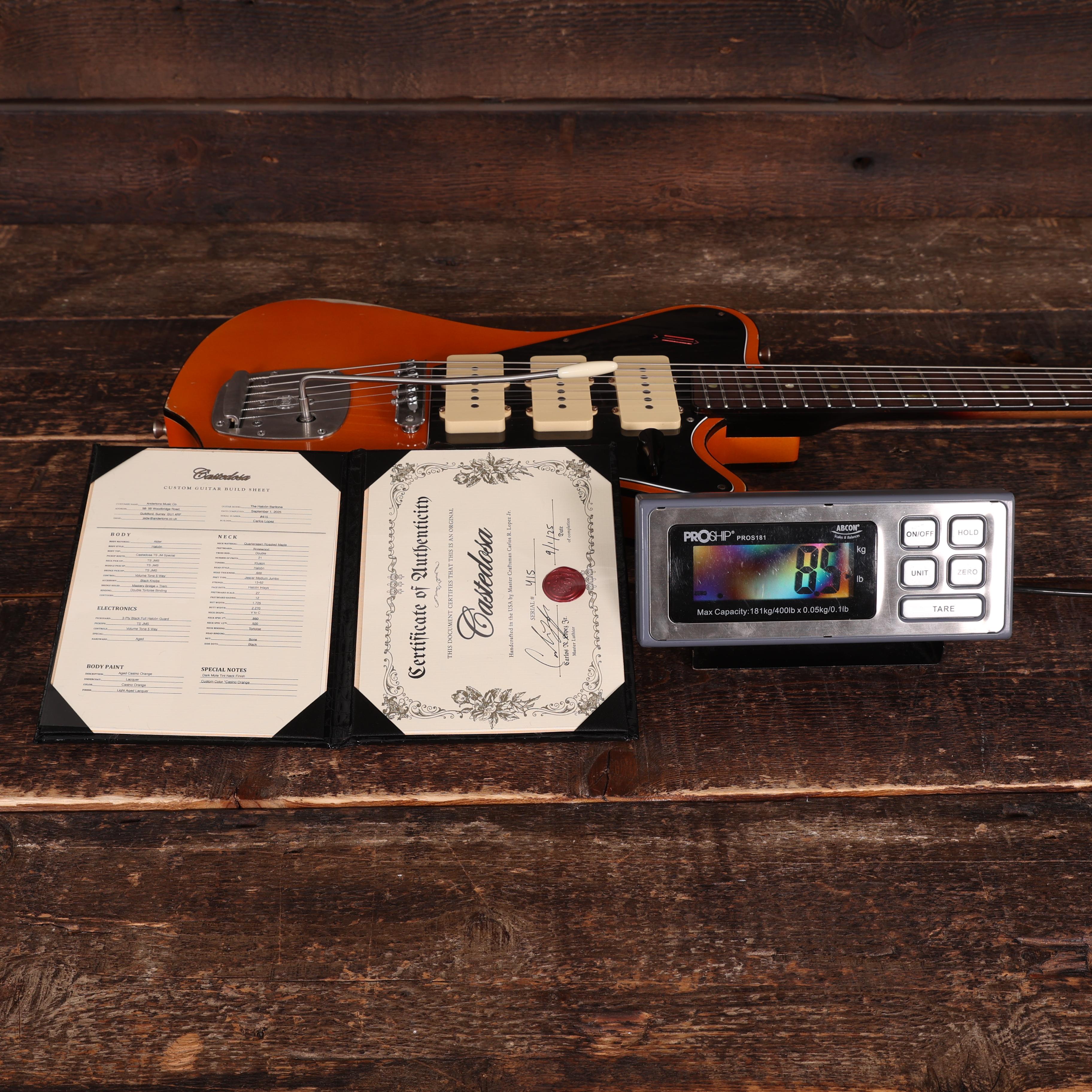 Castedosa El Halcon Baritone Guitar in Aged Casino Orange - 415 (7).JPG