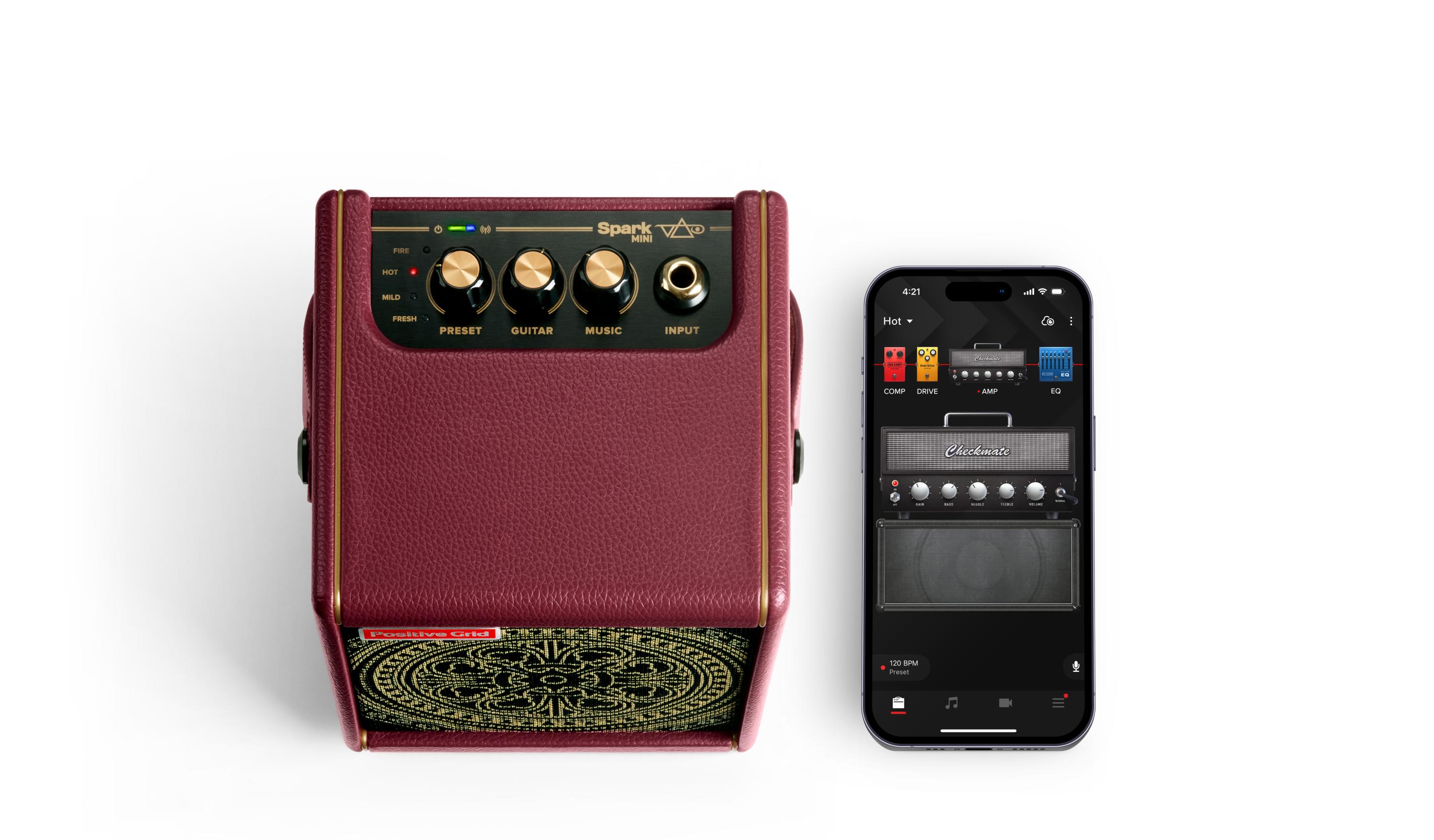 B Stock : Positive Grid Spark Mini Vai Custom Artist Series Practice Amp 015 - mini and phone 2.jpg