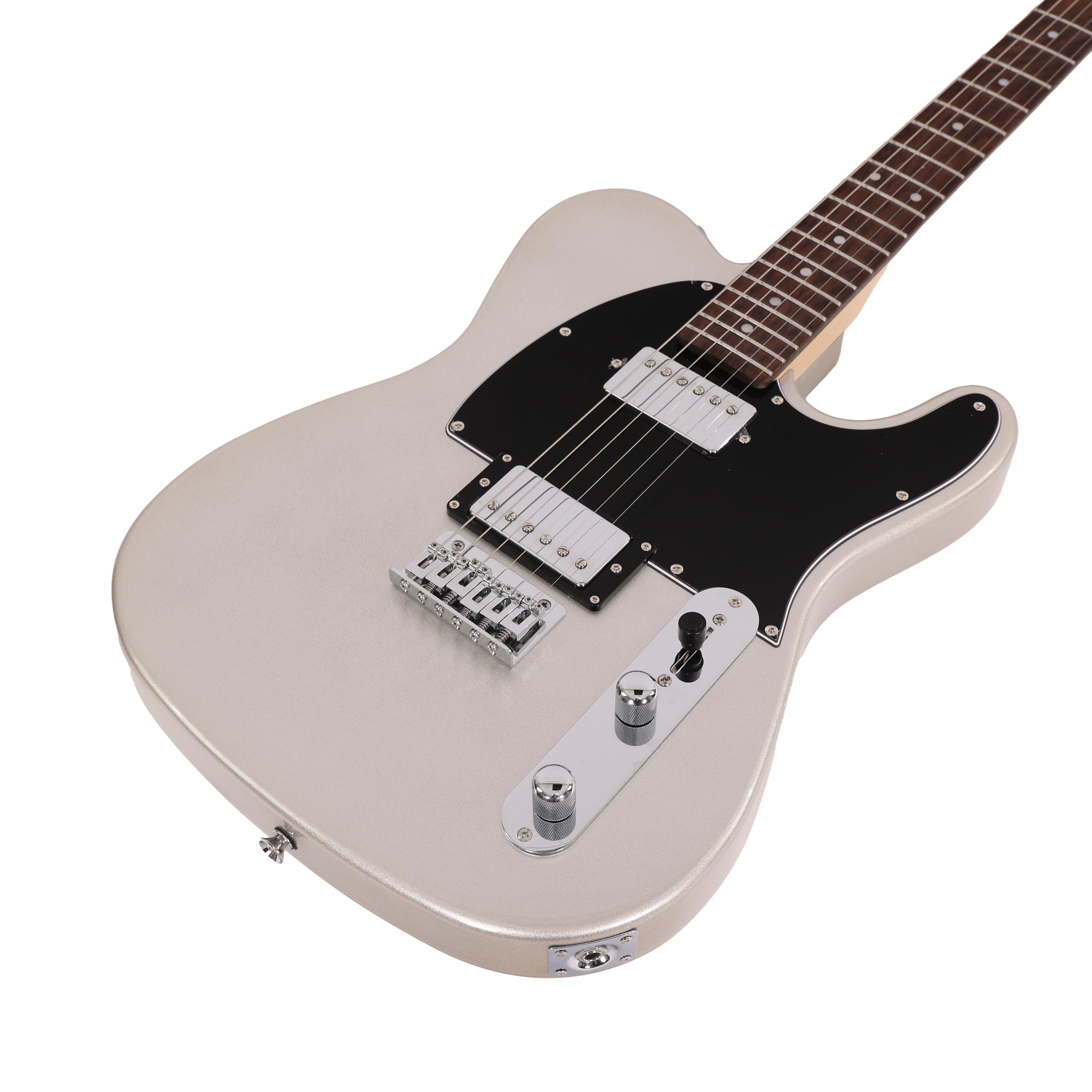 EastCoast T2 Dual Humbucker Electric Guitar in Slick Silver with Rosewood Fretboard - EC-T2-SS (4).jpg