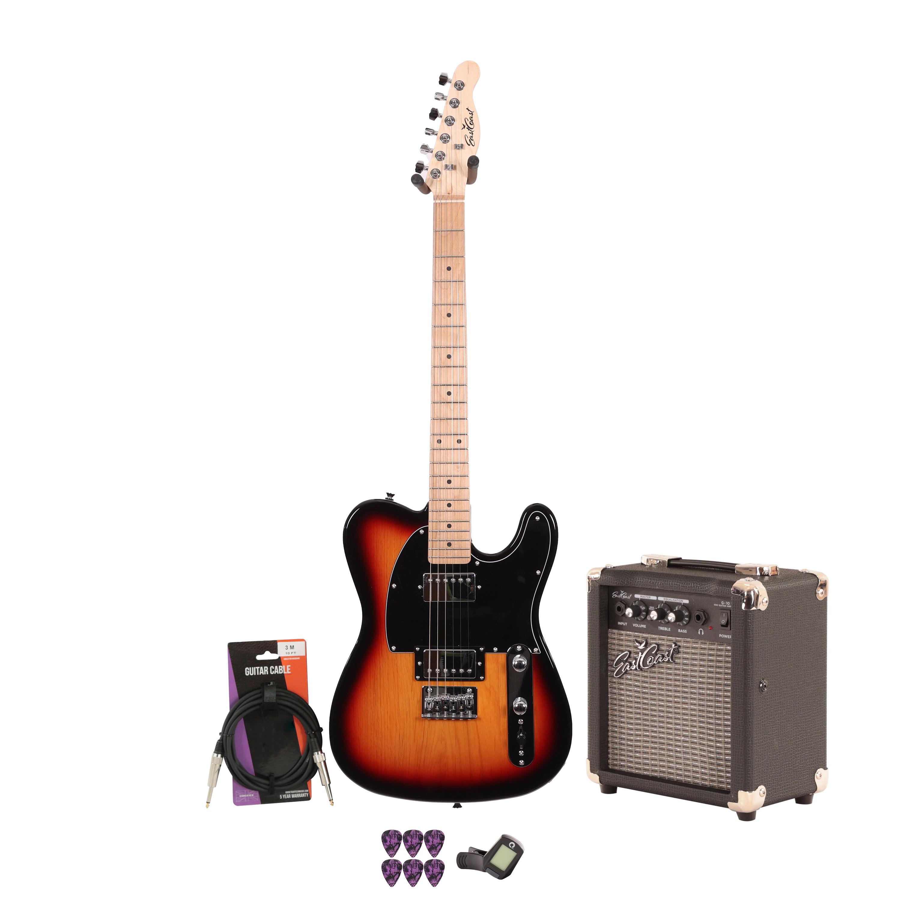 EastCoast T2 Dual Humbucker Electric Guitar Starter Pack in Three Tone Sunburst with 10W Amp & Accessories - _BUN-EC-T2-SB-10.jpg