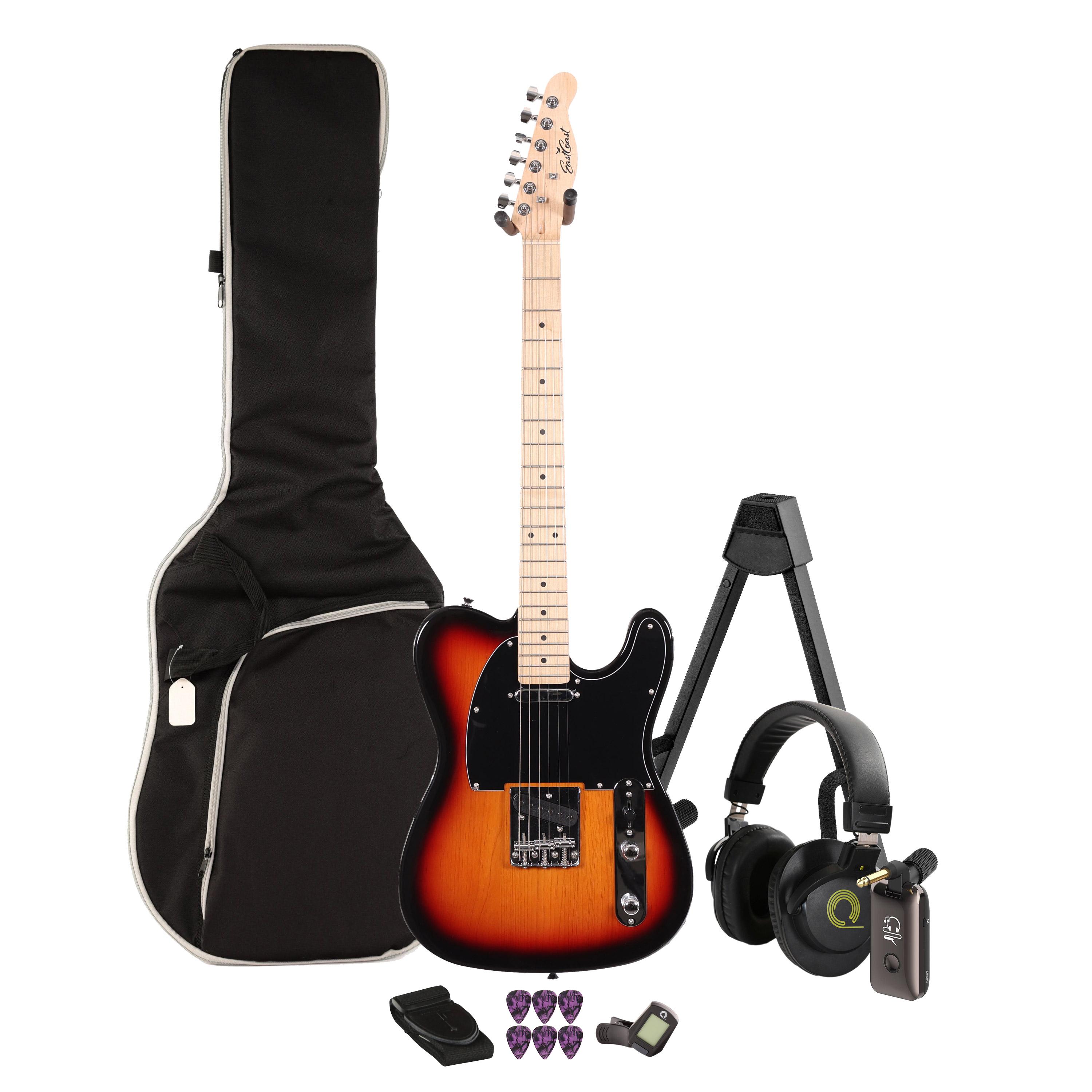 EastCoast T1 Electric Guitar Silent Bundle in Three Tone Sunburst with Headphone Amp & Accessories - _BUN-EC-T1-3TS-SIL.jpg