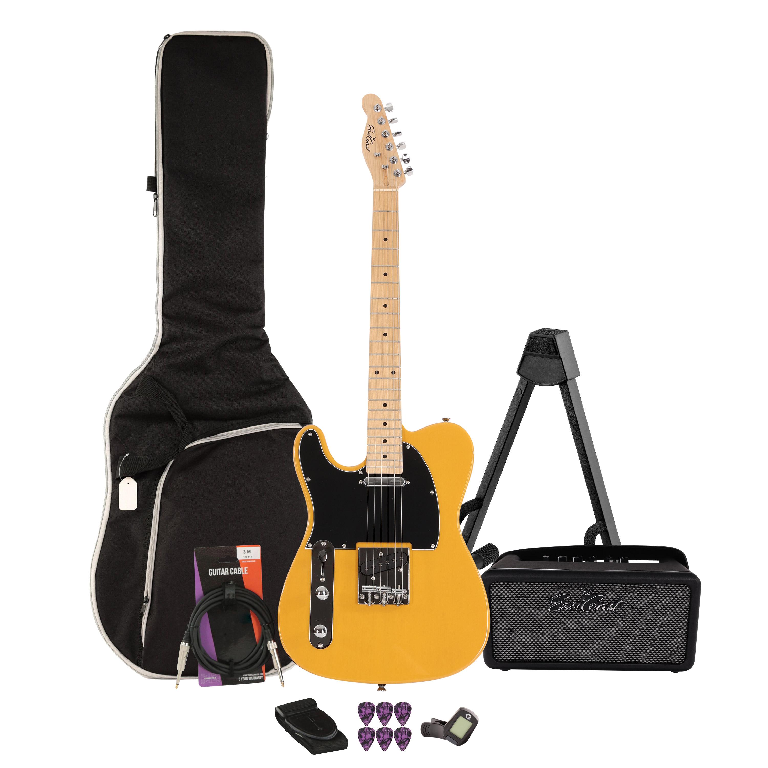 EastCoast T1 Left Handed Electric Guitar Starter Pack In Butterscotch with Bounce 15W Amp & Accessories - BUN-EC-T1-BS-LH-BC.jpg
