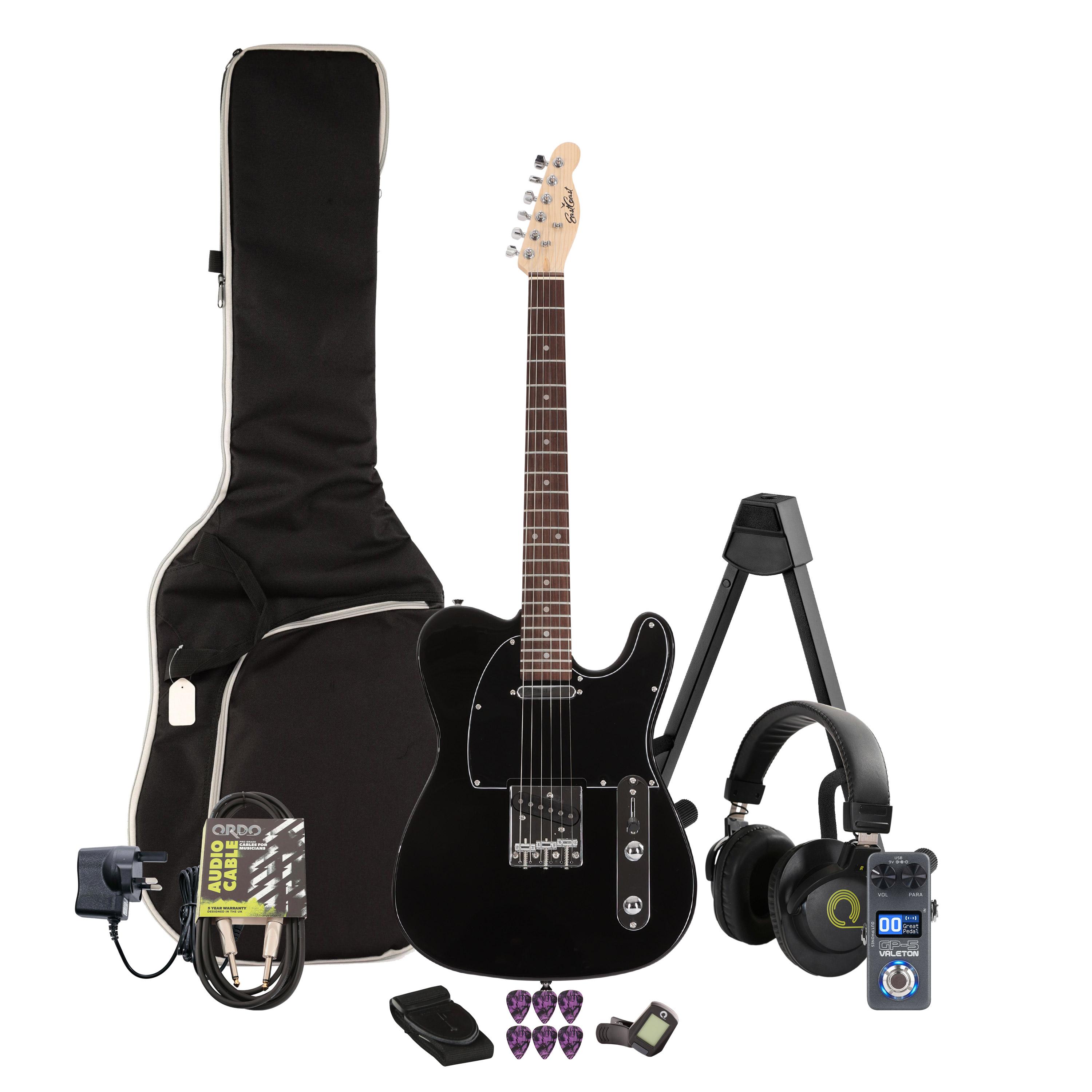 EastCoast T1 Electric Guitar in Black with Rosewood fingerboard Multi-FX & Modelling Bundle with Accessories - _BUN-EC-T1-BLK-SL.jpg