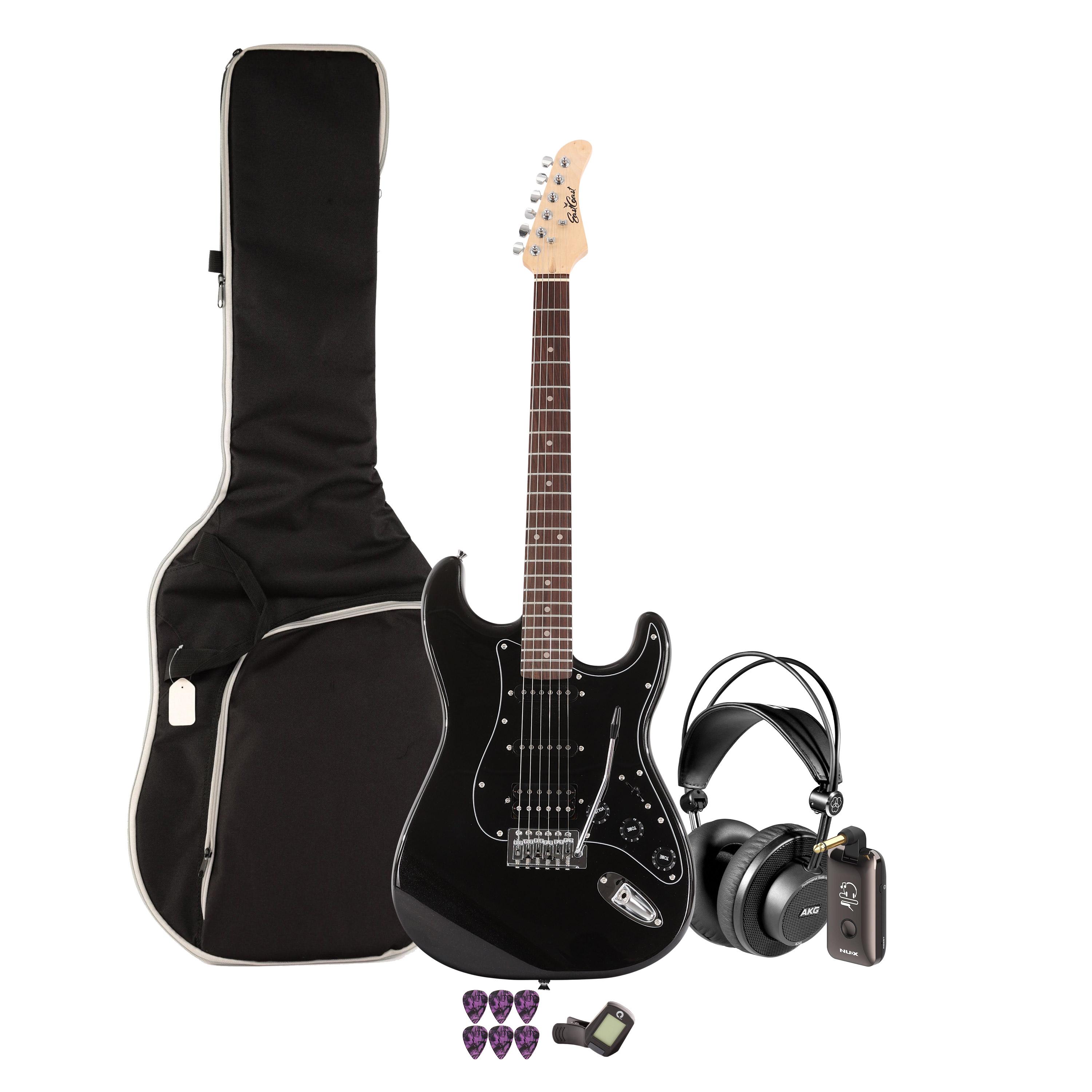 EastCoast ST2 Electric Guitar Silent Bundle in Black Metallic with Headphone Amp & Accessories - _BUN-EC-ST2-BKM-SILEN.jpg