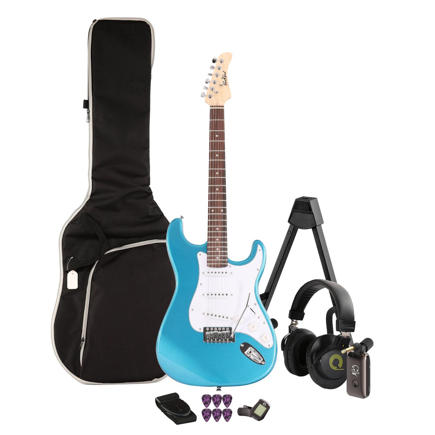 EastCoast ST1 Electric Guitar Silent Bundle in Lake Placid Blue with Headphone Amp & Accessories - BUN-EC-ST1-LPB-SILEN.jpg