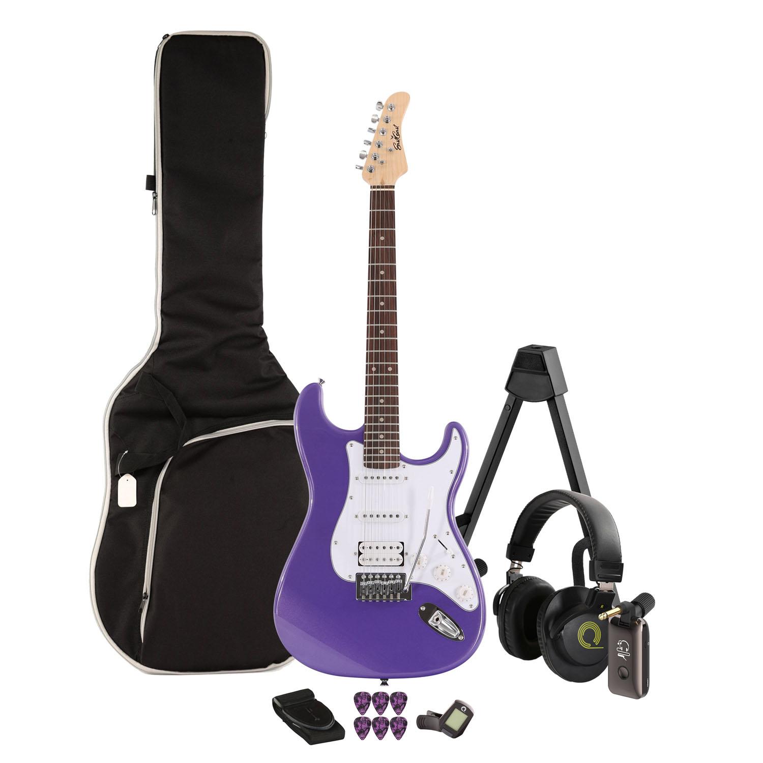 EastCoast ST2 Electric Guitar Silent Bundle in Purple Metallic with Headphone Amp & Accessories - BUN-EC-ST2-MPP-SILEN.jpg