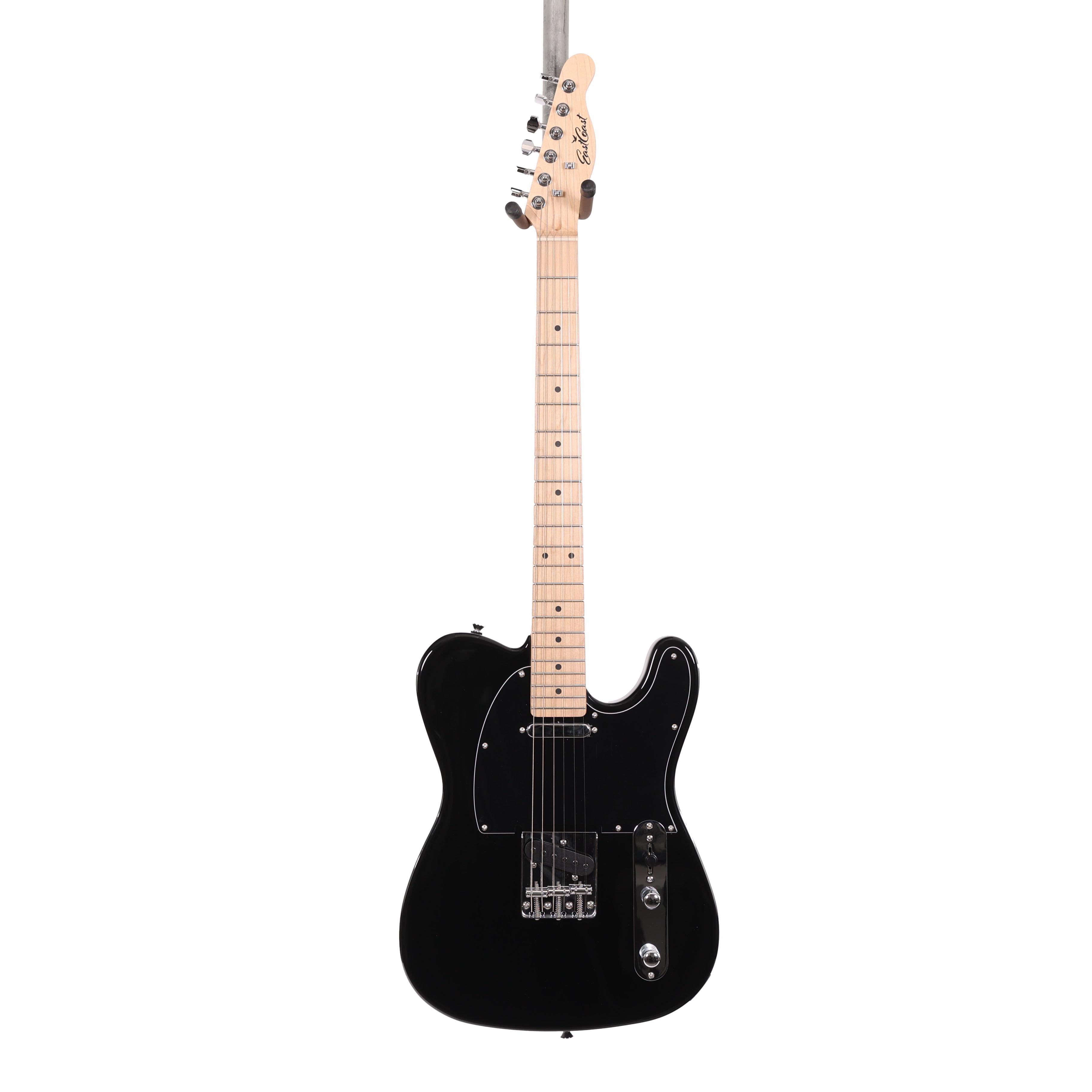 EastCoast T1 Electric Guitar Silent Bundle in Black with Headphone Amp & Accessories - EC-T1-BK (2).jpg