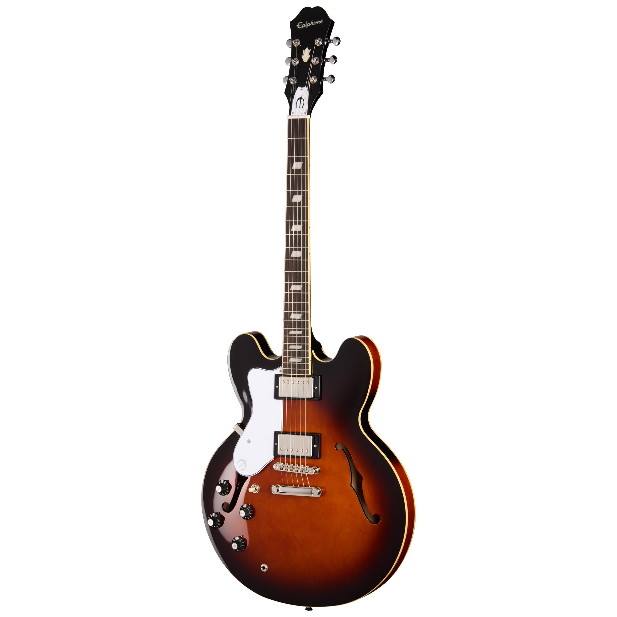 Epiphone Bonehead Riviera Left Handed Semi-Hollow Electric Guitar in Dark Tobacco Burst - EOBHRDTBNH1L_2_Front.jpg