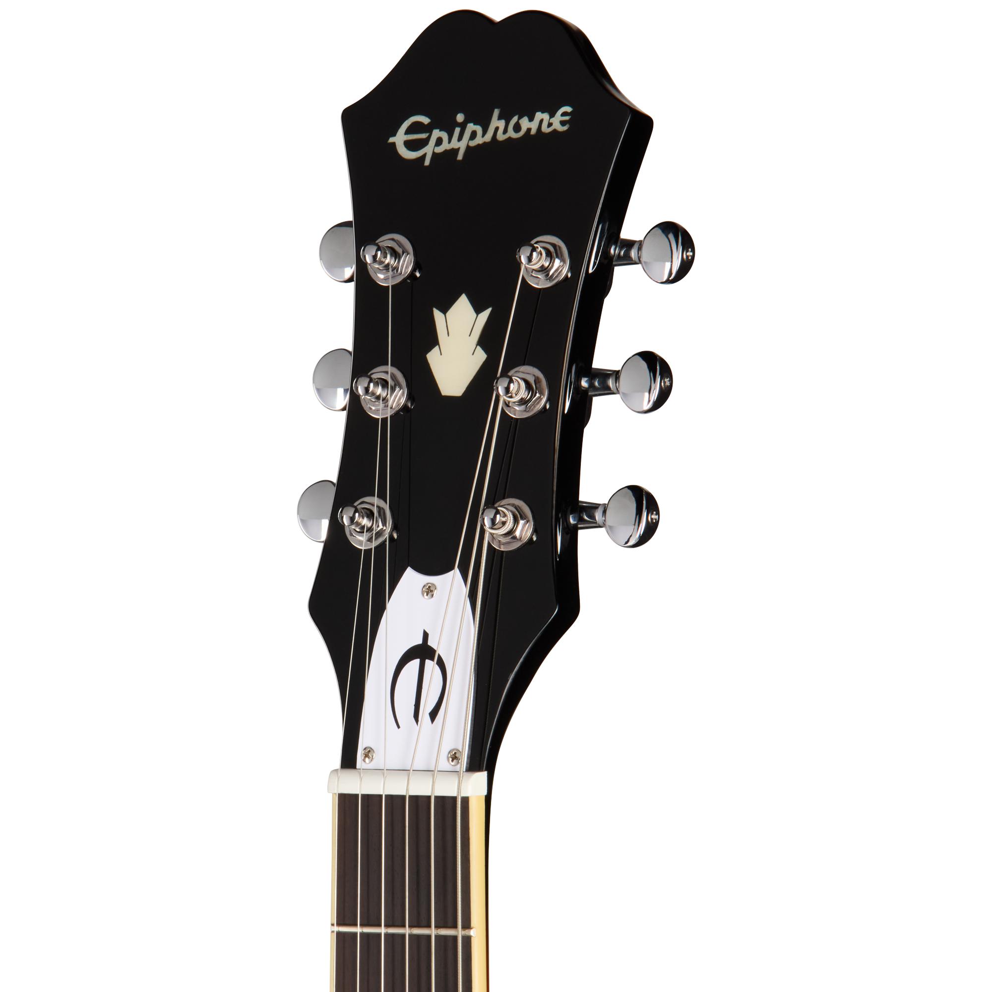 Epiphone Bonehead Riviera Left Handed Semi-Hollow Electric Guitar in Dark Tobacco Burst - EOBHRDTBNH1L_3_Headstock.jpg