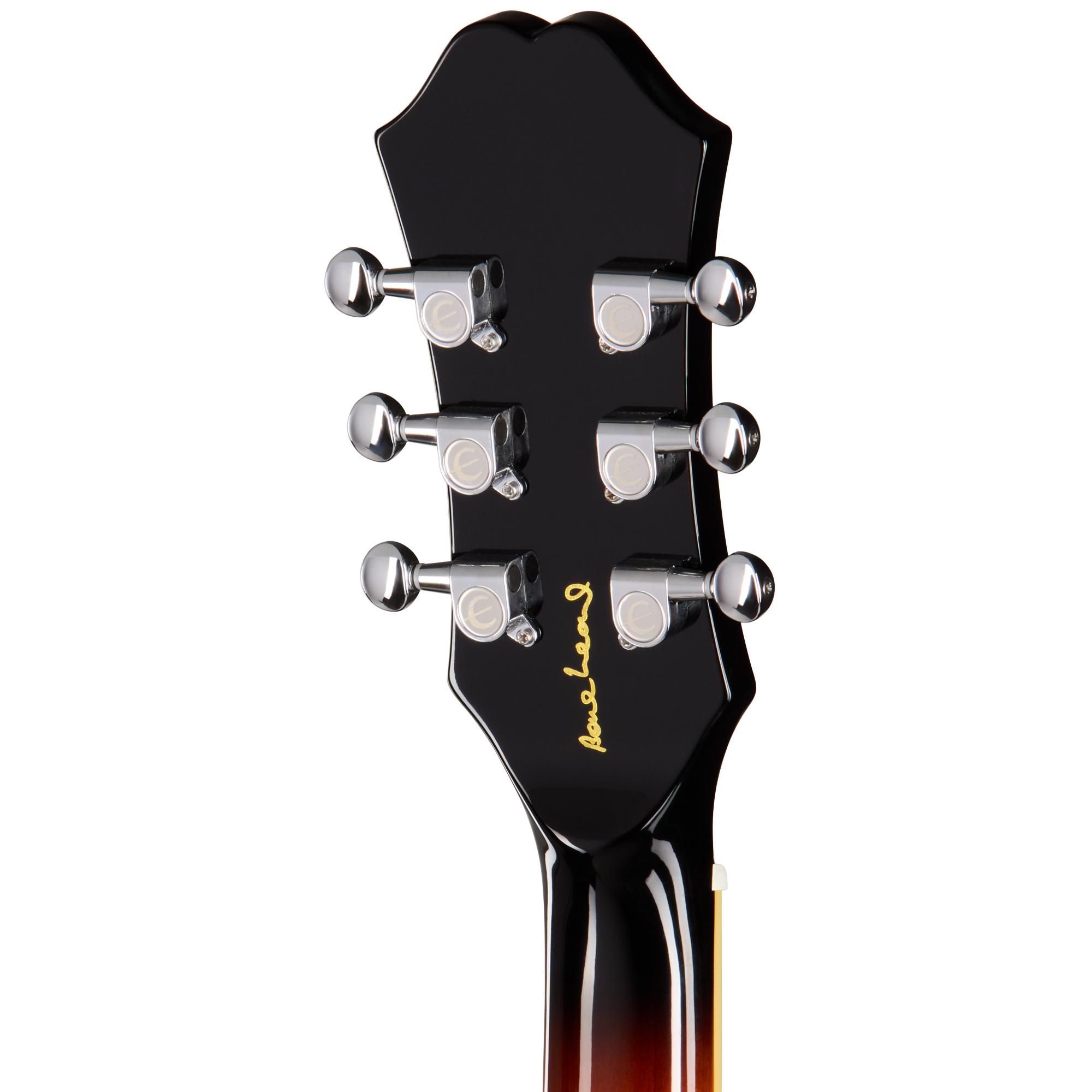 Epiphone Bonehead Riviera Left Handed Semi-Hollow Electric Guitar in Dark Tobacco Burst - EOBHRDTBNH1L_6_BackHeadstock.jpg