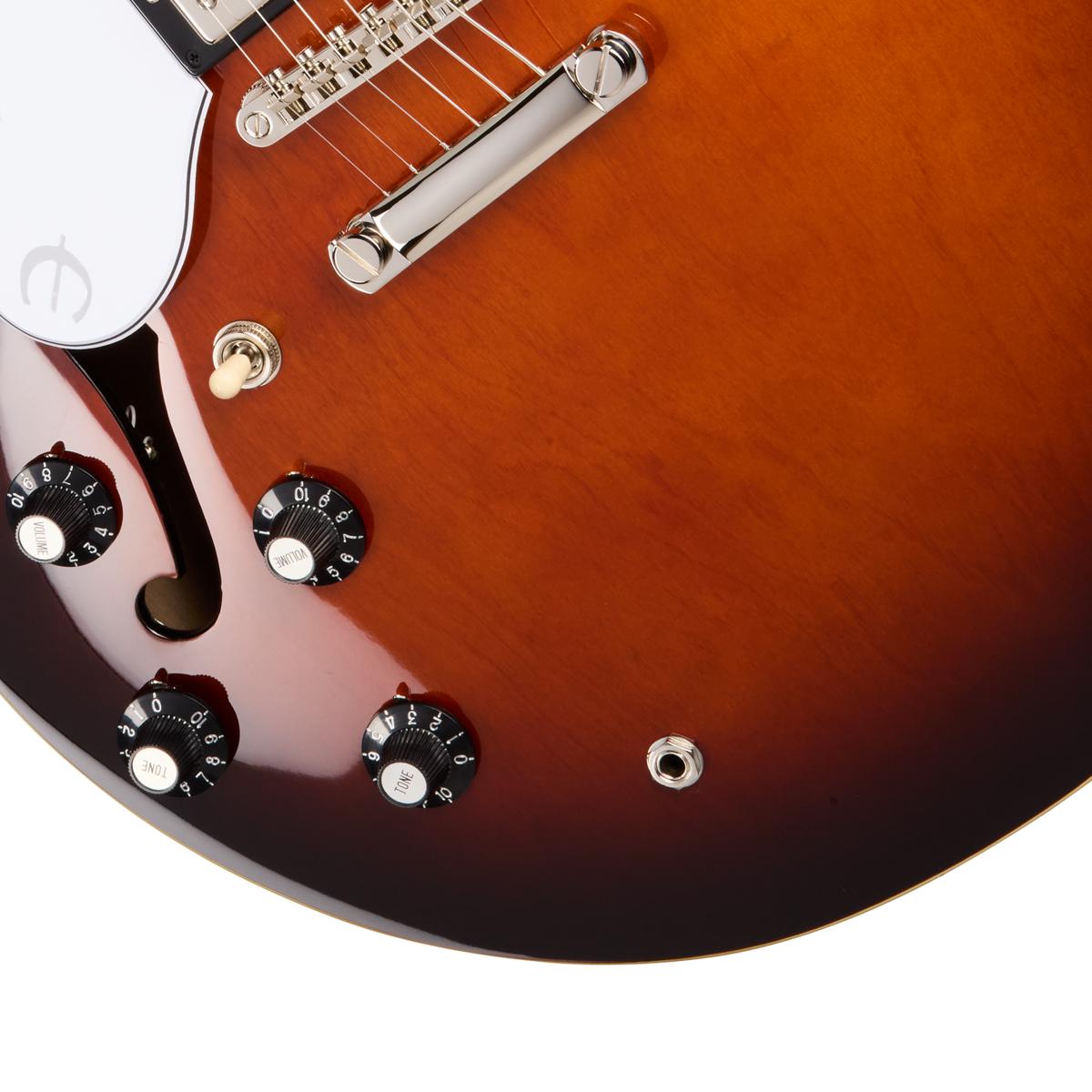 Epiphone Bonehead Riviera Left Handed Semi-Hollow Electric Guitar in Dark Tobacco Burst - EOBHRDTBNH1L_8_Knobs-1200x1200-28e5ebb.jpg