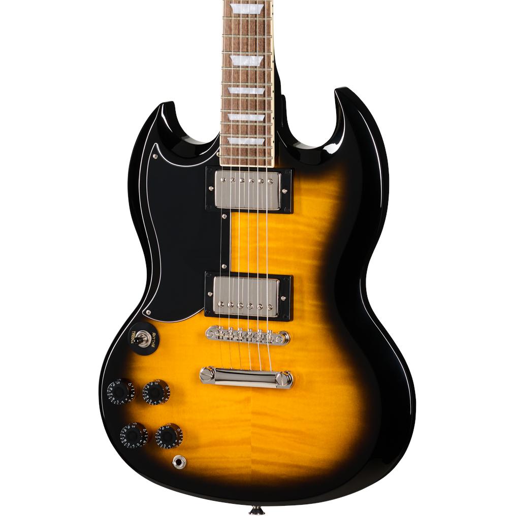 Epiphone Inspired by Gibson SG Tribute Plus Left Handed Electric Guitar in Vintage Sunburst - E1SGTPVSNH1L-Body.jpg