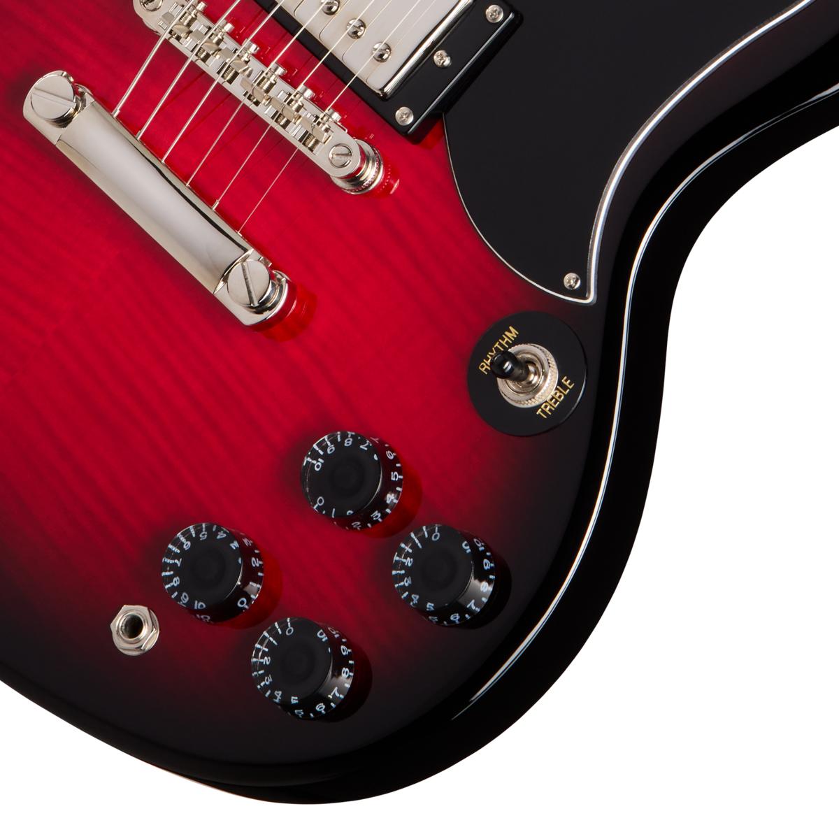 Epiphone Inspired by Gibson SG Tribute Plus Electric Guitar in Cherry Burst - E1SGTPCBNH1-Knobs.jpg