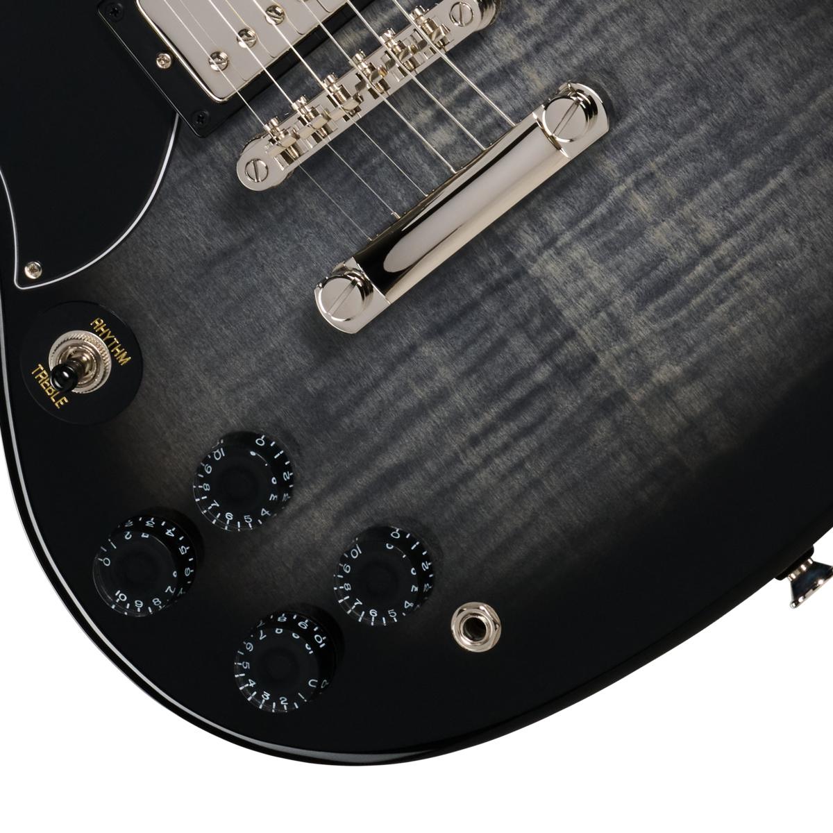Epiphone Inspired by Gibson SG Tribute Plus Left Handed Electric Guitar in Ebony Burst - E1SGTPEBBNH1L-Knobs.jpg