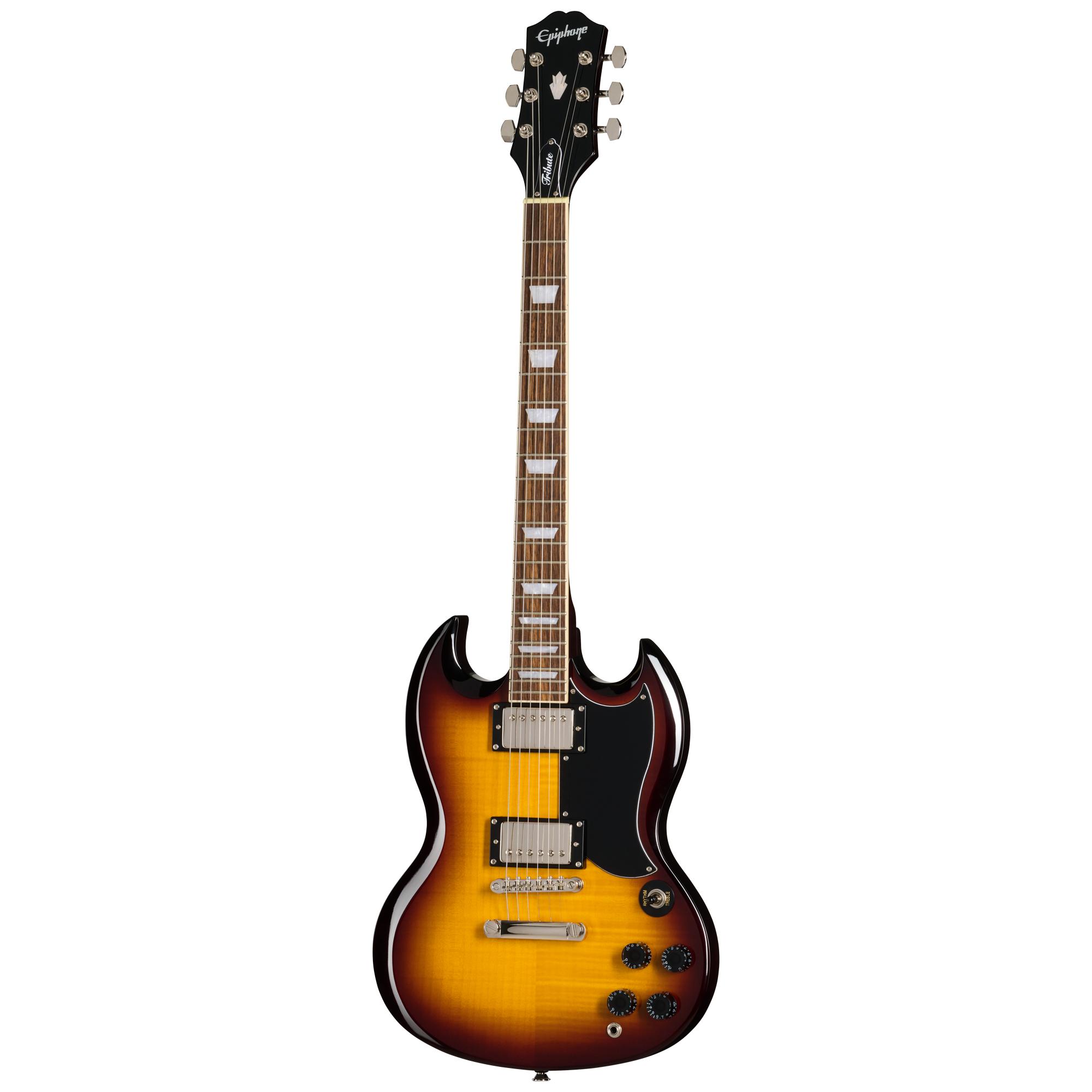 Epiphone Inspired by Gibson SG Tribute Plus Electric Guitar in Vintage Sunburst - E1SGTPVSNH1-Front.jpg