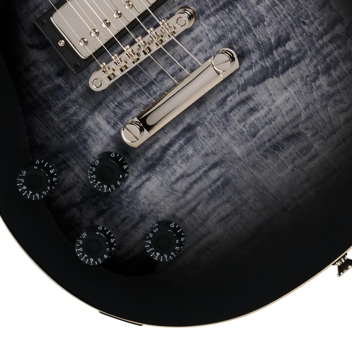 Epiphone Inspired by Gibson Les Paul Tribute Plus Left Handed Electric Guitar in Transparent Ebony Burst - E1LPTPEBBNH1L-Knobs.jpg
