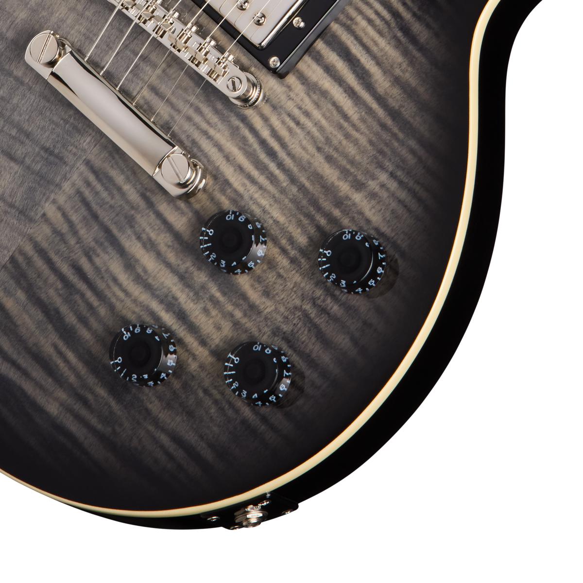 Epiphone Inspired by Gibson Les Paul Tribute Plus Electric Guitar in Transparent Ebony Burst - E1LPTPEBBNH1-Knobs.jpg