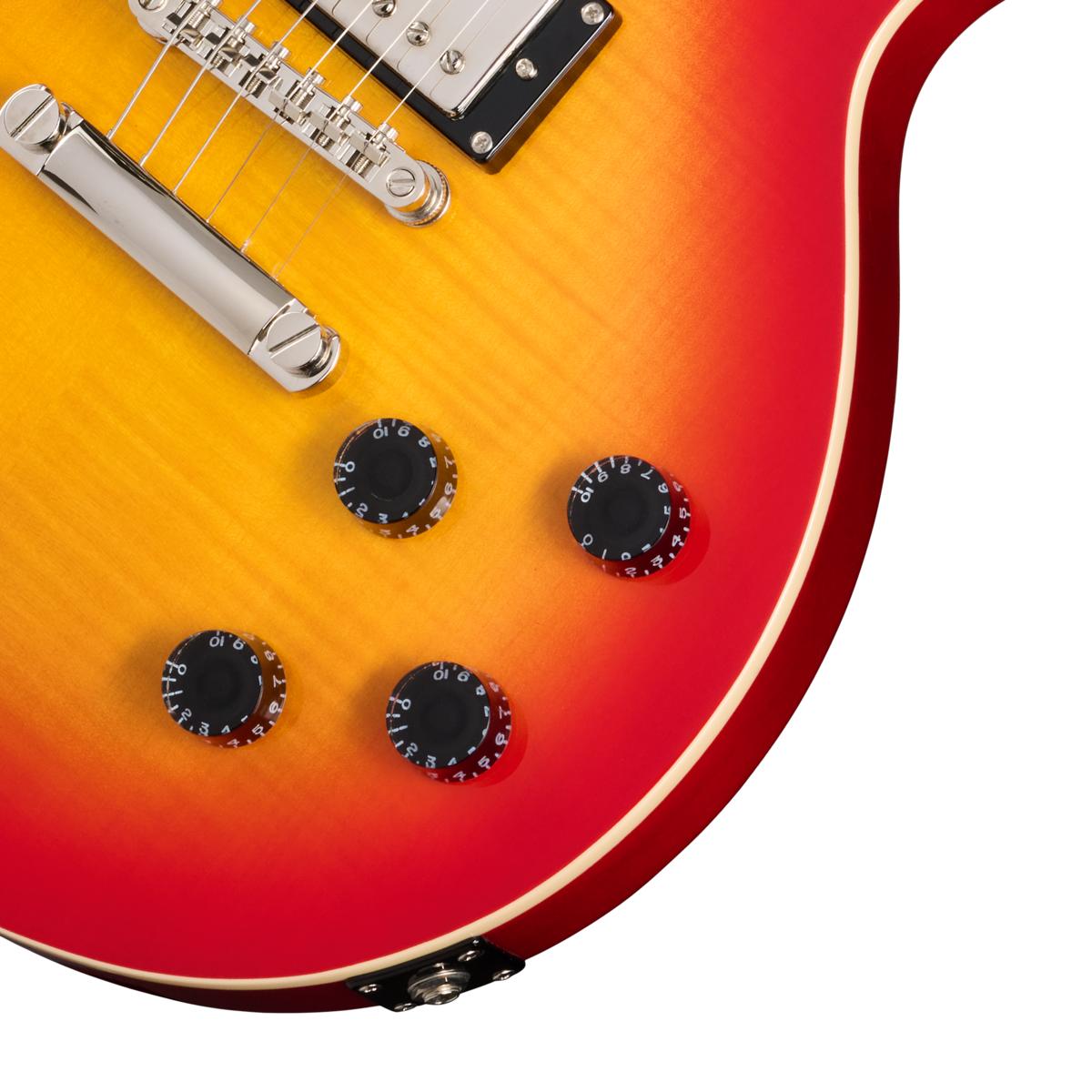 Epiphone Inspired by Gibson Les Paul Tribute Plus Electric Guitar in Heritage Cherry Sunburst - E1LPTPHCSNH1-Knobs.jpg