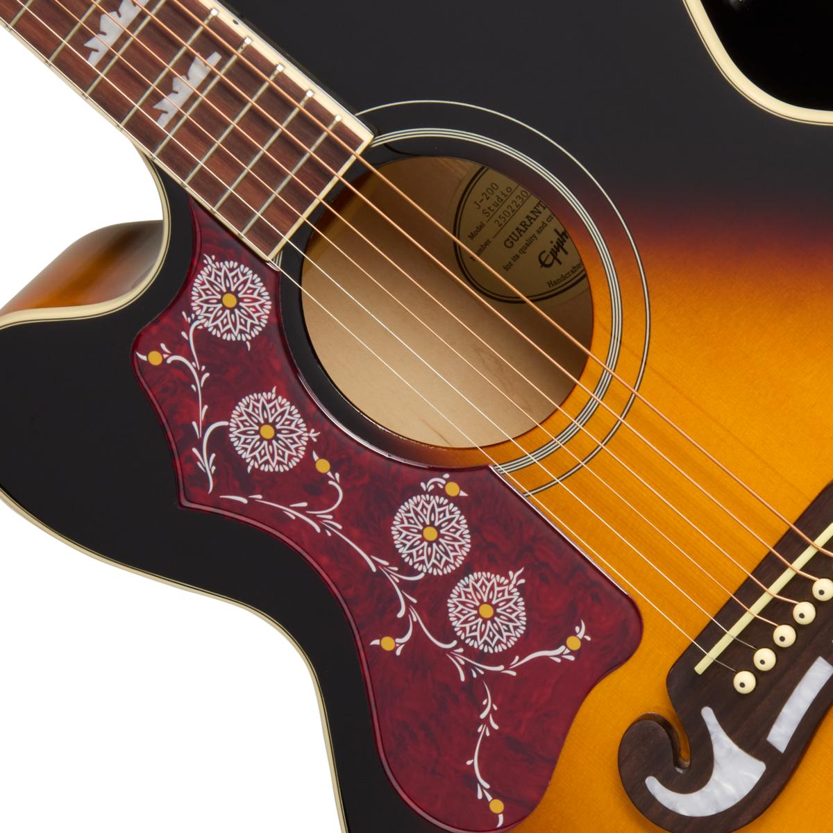Epiphone J-200 Studio EC Left Handed Electro Acoustic Guitar in Vintage Sunburst - EASJ2CVSNH1L_25022301640_7_SoundHole-1200x1200-28e5ebb.jpg