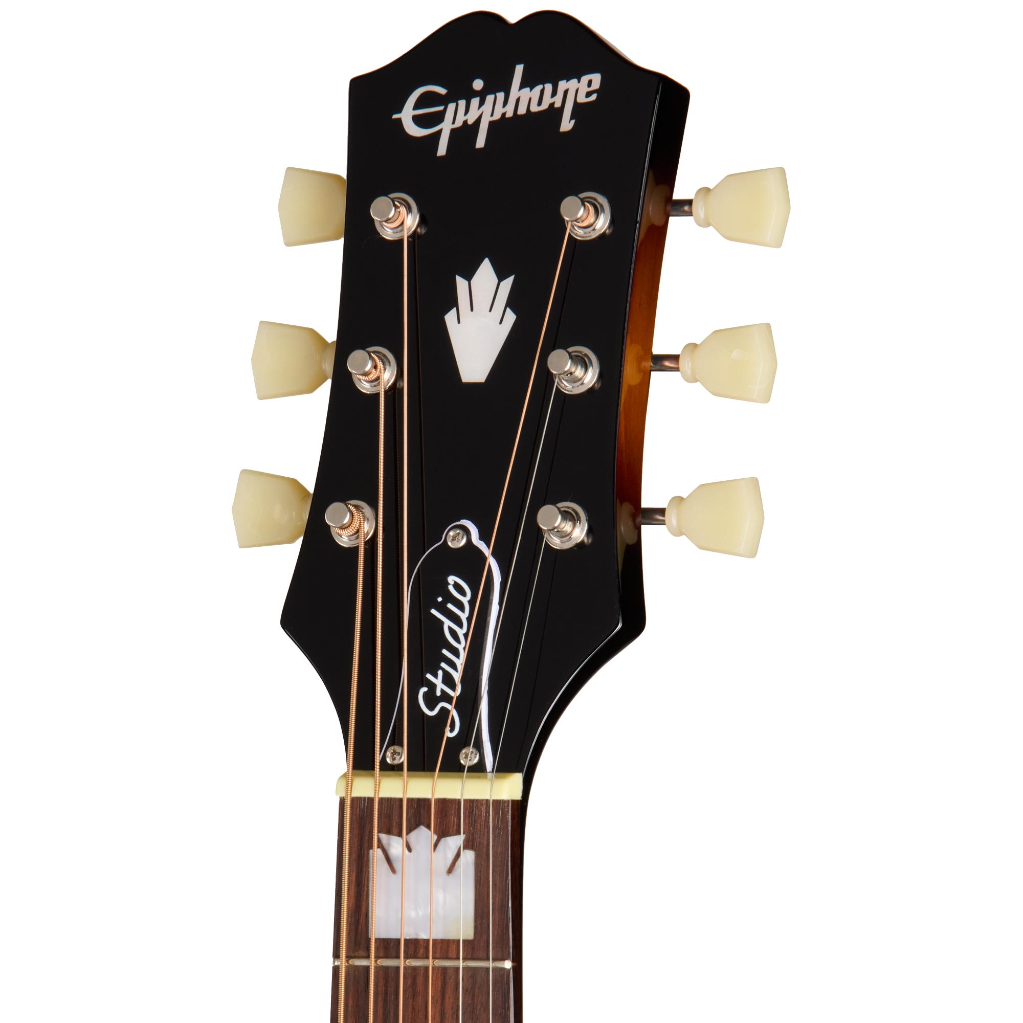 Epiphone J-200 Studio EC Electro Acoustic Guitar in Vintage Sunburst - EASJ2CVSNH1_3_Headstock.jpg